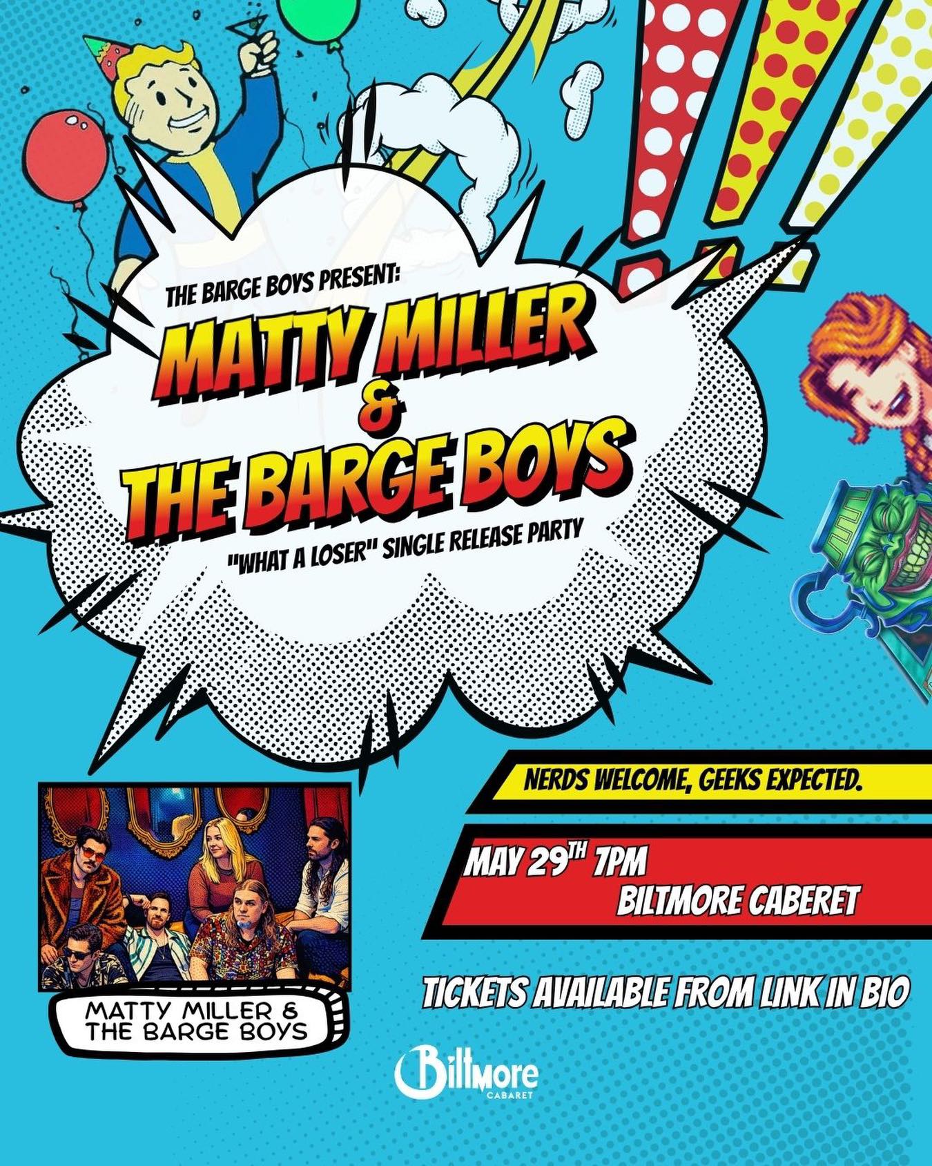 Join The Barge Boys for the release of our newest single “What a Loser”🤓
Our latest tune will be dropping on May 15th, and we can’t wait to celebrate with you all @biltmorecabaret on May 29th🎶
This is our biggest show of the year so far, and we can’t wait to spend it with you all🕺
Grab your early bird ticket for only $15 from the link in our bio🎟️
#mattymillerandthebargeboys #livemusicvancouver #vancouverunderground #vancouvermusicscene #yvr