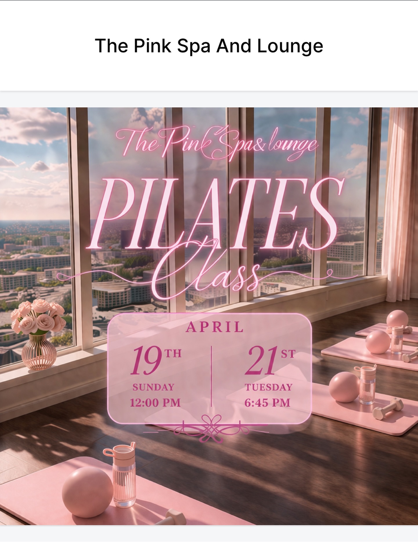 ✨ Pink Pilates Vibes Only ✨
Join us at The Pink Spa & Lounge for a dreamy Pilates experience designed to tone, stretch, and reset your body 💕 followed by a little shopping 🛍️
📍 363 Sam Houston Pkwy
Houston, TX 77060
🗓 April 19th (12:00 PM & 1:30PM)
🗓 April 21st (6:45 PM)
💗 $23 per day or $33 for BOTH days
Come flow, feel good, and move in a soft, aesthetic space made just for you 🌸 Mats, vibes, and good energy included ✨
We are dropping the perfect PINK SET for these classes💕
Ticket link in bio 💕💕