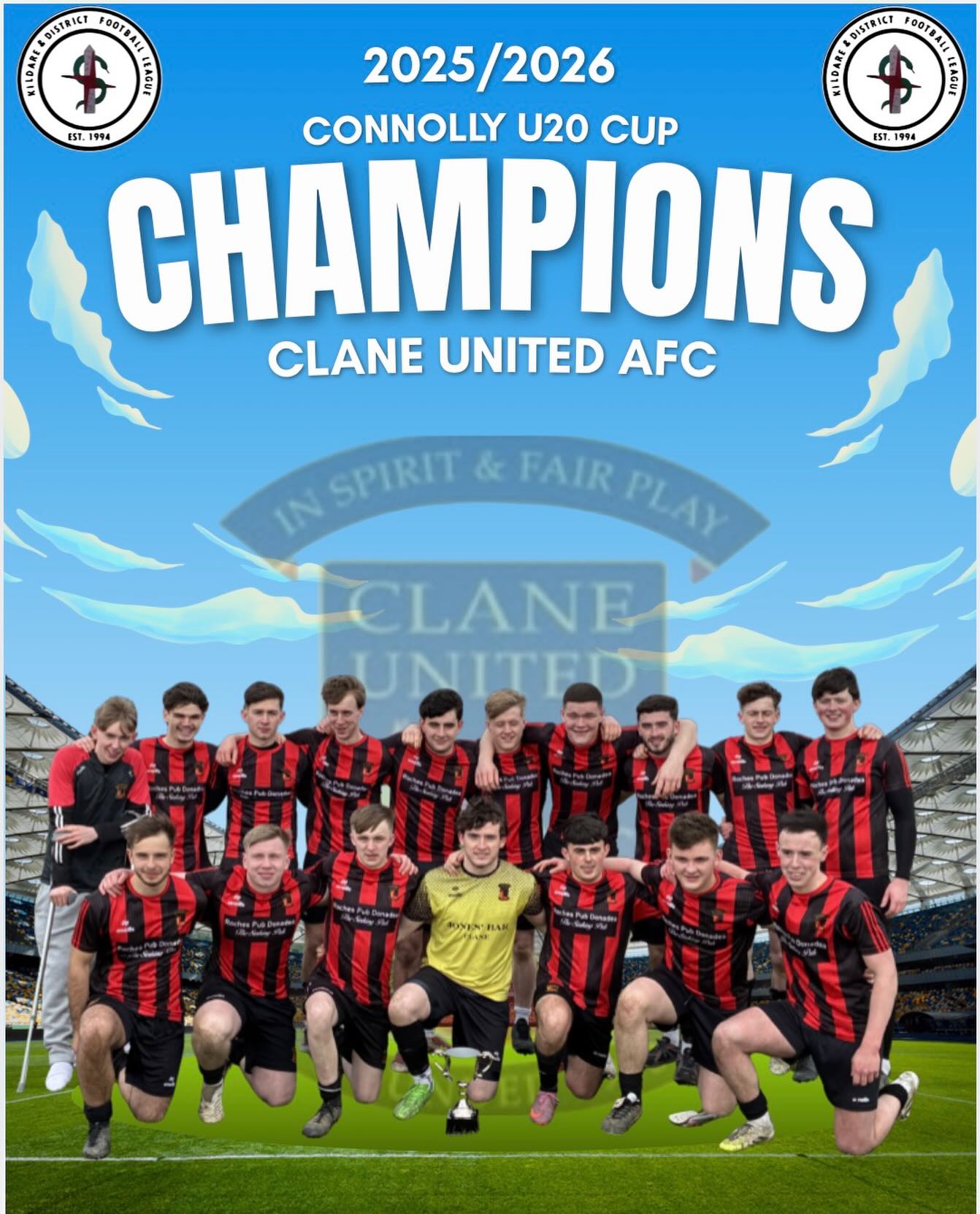Congratulations to Clane United Football Club on winning the Connolly U20 Cup today in a very windy encounter in allenwood.
Well done to all the players, coaches, supporters and committee. enjoy the celebrations.
⚽️🏆⚽️🏆⚽️🏆⚽️🏆⚽️🏆