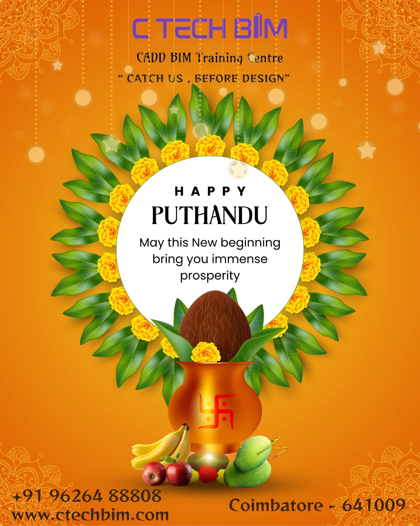 โจ๐ผ Happy Tamil Puthandu 2026! ๐ผโจ
May this beautiful new beginning bring you success, prosperity & endless happiness ๐ฟ๐ซ
Start your journey with the right design and skills โ
โCatch Us, Before Designโ ๐ฏ
๐ CADD BIM Training Centre
๐ Coimbatore โ 641009
๐ 96264 88808
๐ www.ctechbim.com
๐ Upgrade your skills. Build your future with C TECH BIM!
#TamilPuthandu #HappyPuthandu #NewYearVibes #CTechBIM #coimbatore