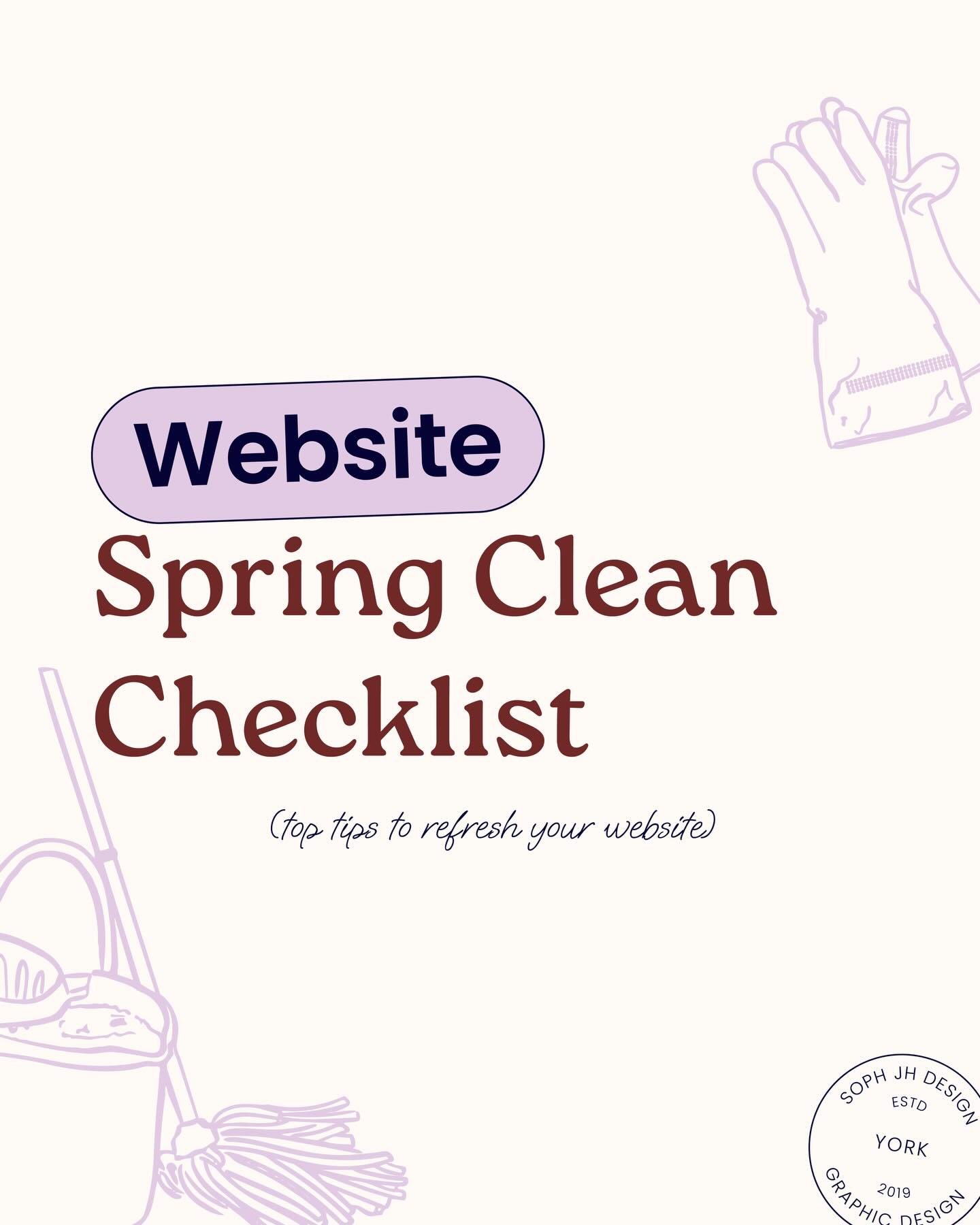 We’re now a quarter (😮) of the way into the year and Spring has definitely sprung over the past week 🐣
If you haven’t touched your website since feeling festive, it might be time to take a look at your site to check everything is in order.
Here’s a few things you can do to keep your website up-to-date-
🧼 Check for broken links (and ensure your page URLs are relevant to the content)
🧹 Refresh old brand images - hello new brand shoot!
✨ Update outdated content, let’s see those new reviews
If you’re struggling to find the time, or don’t know where to start, let’s chat to see how I can help ☺️
#websiterefresh #websiteupdates #websitehelp #webdesigneryork