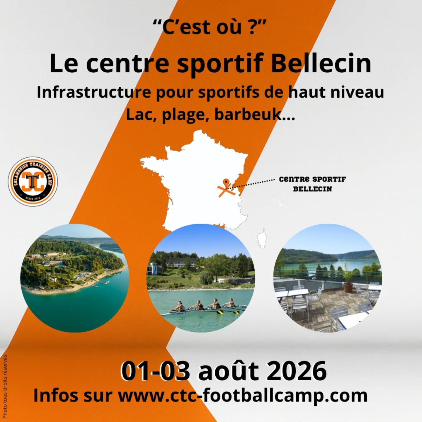 Le @centre_sportif_bellecin, accessible depuis toute la France et en covoit c'est encore plus sympa !
🏈01-03 août - on vous attend !
❓️Et on répond à vos questions.
ℹ️Retrouve toutes les infos sur www.ctc-footballcamp.com rubrique FAQ
Photos tous droits réservés