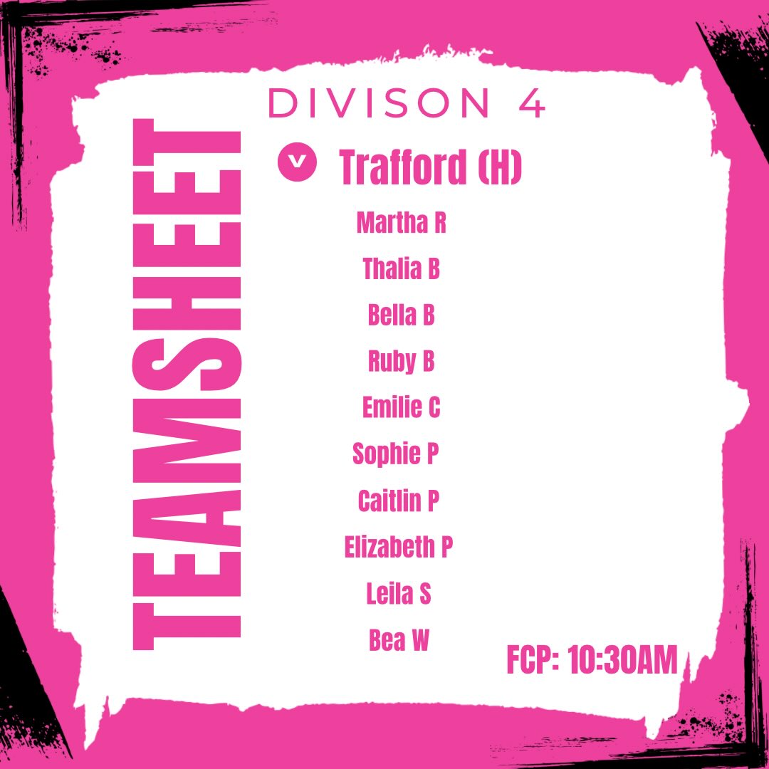 Our division 4 team play Trafford at home on Saturday in their final home game of the season 🩷🖤