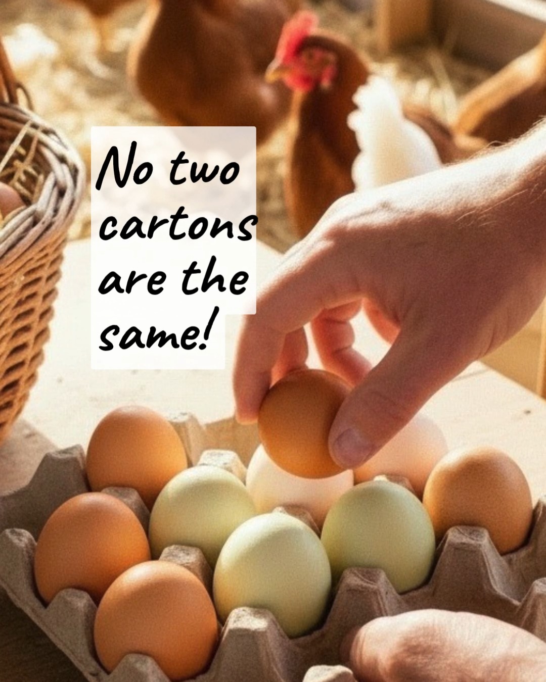 Every egg tells a story.
Different colors. Different hens.
Each one is laid right here in Kelso by a flock that’s as unique as the eggs they produce.
No two cartons are exactly the same—and that’s part of the magic. Collected fresh daily, handled with care, and ready when you are.
Eggs available DAILY 10AM –7PM • $5/dozen (washed & ready to go)
For directions to the Chick Shack, email us - Chicks@FamilyHeritageAcres.com
To learn more visit www.FamilyHeritageAcres.com
#ShopLocal #NPIPCertified #ChickenChronicles #FarmFreshEggs #EatLocal #HeritageChickens #LocalFarm #BackyardFlock