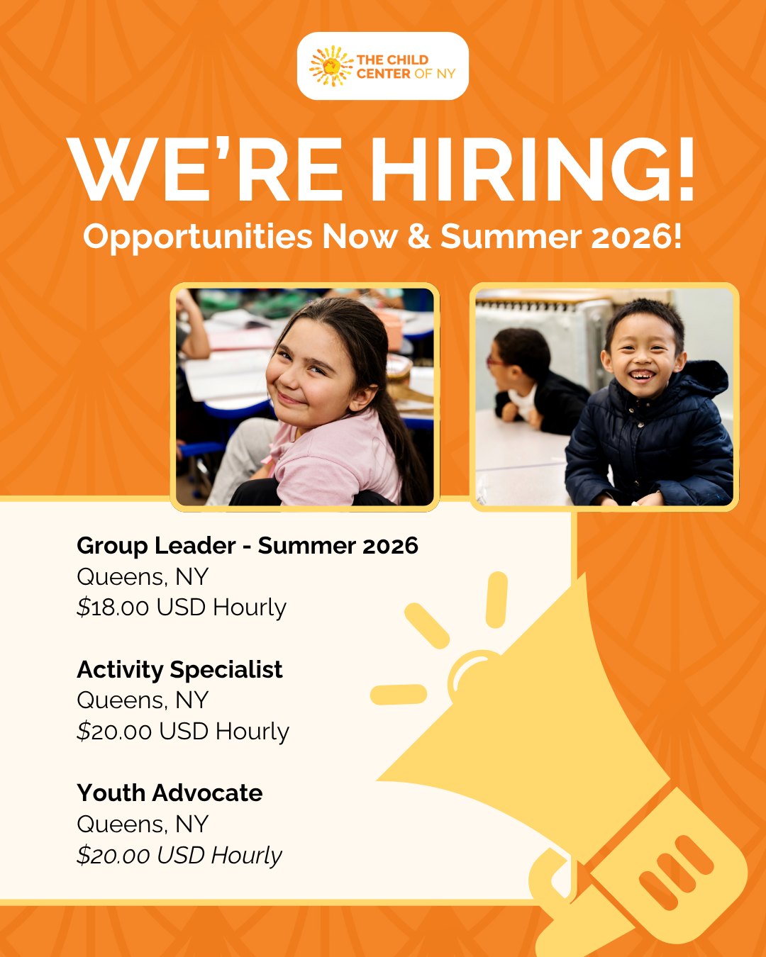 At The Child Center, we believe every individual can thrive with the right skills, opportunities, and support! Join a fun, supportive team that helps kids learn, grow, and have an unforgettable experience. Build leadership skills, gain real-world experience, and make memories that last way beyond the summer.
Apply today and be a part of something that truly matters!
Current opportunities and coming soon (Summer 2026):
Group Leader - Summer 2026:
https://lnkd.in/gM8537Yf
Activity Specialist - Queens, NY:
https://lnkd.in/g44xxhXN
Youth Advocate:
https://lnkd.in/gVj6kKwT