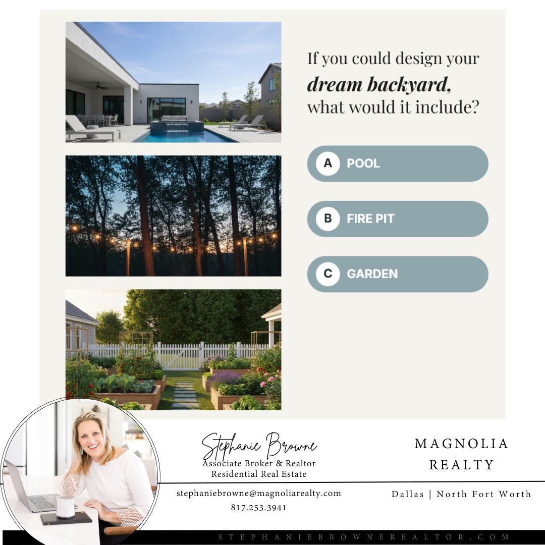 Let’s take a moment to dream big... ✨🌿
If you could design your ideal backyard, what would it include? A resort-style pool? A comfy fire pit for relaxing conversations? Or perhaps a peaceful garden retreat?
Your outdoor space has the potential to become an extension of your lifestyle—a place to relax, connect, and create lasting memories.
What’s on your backyard wish-list? 🏡☀️ You might be closer to it than you think!
#backyardgoals #realestatefun #outdoorliving #homeinspo