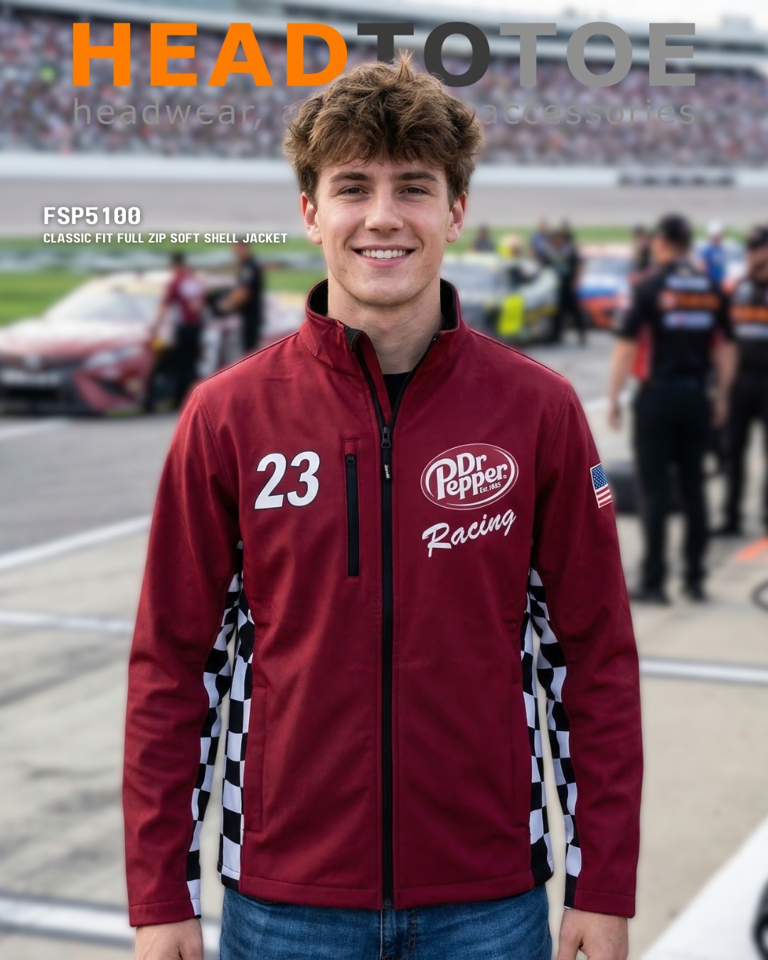 🏁 Branded outerwear that gets noticed.
The FSP5100 Classic Fit Full Zip Soft Shell Jacket delivers a clean, professional look with the kind of bold branding you see in this Dr Pepper racing style example.
• Contrast side panels, inner collar, and zipper lining
• Right chest zipper pocket
• Two side pockets
• Adjustable hook and loop cuffs
• Classic full zip design built for comfort
This example shows how striking custom jackets can look when your logo is front and center.
Perfect for promotions, events, and company apparel.
Low minimums make custom outerwear easy to start.
Start your order. Visit httapparel.com
#BrandBuilders #MarketingEssentials #CustomOuterwear #SoftShellJacket #StandOut