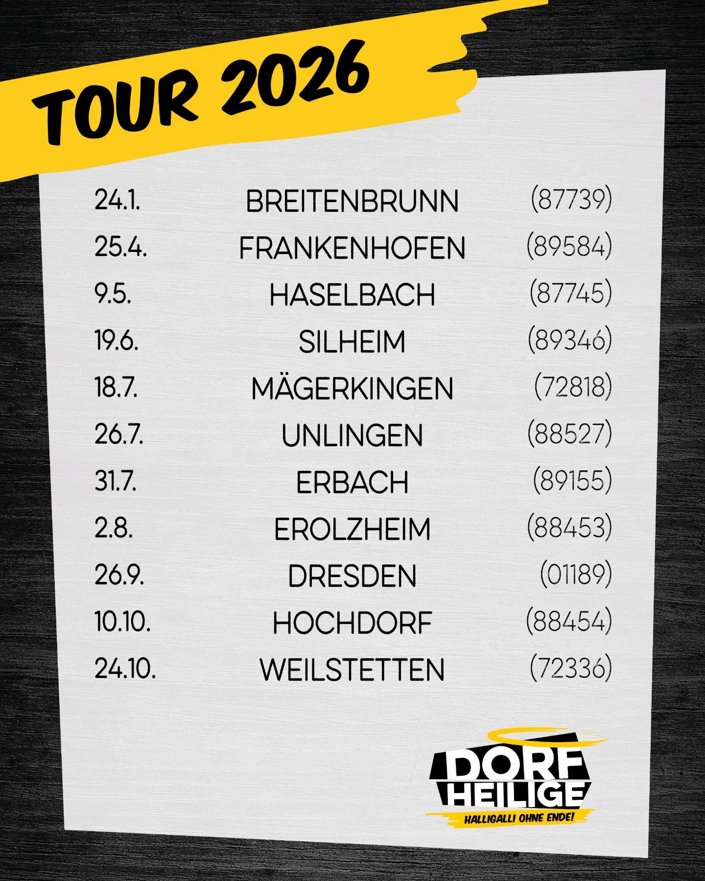 Wir stehen in den Startlöchern für unsere letzte Saison, die Ventile sind geölt, die Noten sind geschrieben und jetzt fehlen nur noch die besten Festzeltbühnen und natürlich IHR 🎉💃 Darum gibt's hier noch eine Übersicht über alle unsere Termine, wir freuen uns auf jeden, der mit uns das letzte Jahr Dorfheilige gebührend feiert 💛 Vor unserem Partybandruhestand geben wir nochmal richtig Gas, freut euch auf Festzeltabrisse mit altbekannten und neuen Partyhymnen und den ein oder anderen Classics aus dem Dorfheilige Archiv 🎶🍻
auf unserer Website kommen laufend weitere Termine hinzu - schaut gern mal vorbei 😎
#partyband #abschiedstour #festzelt