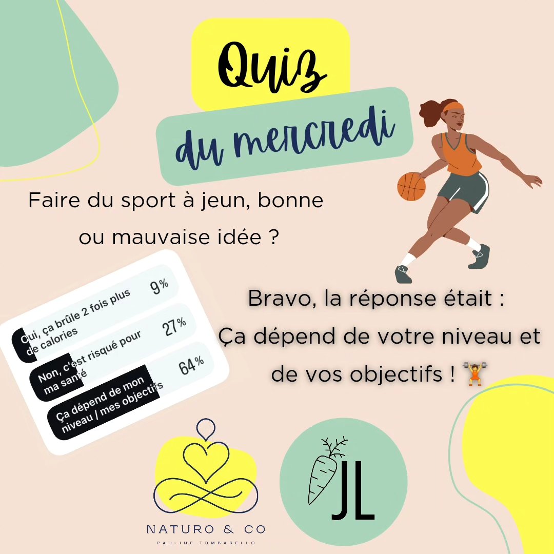 Sport à jeun, bonne ou mauvaise idée ? 🏃♀️🌿
Faire du sport à jeun est un sujet qui fait débat, et comme souvent en naturopathie, la réponse dépend de vous, de votre corps et de vos objectifs !
👉 Après une nuit de jeûne, votre corps commence à puiser dans ses réserves d’énergie, mais cela ne se fait pas sans conséquences :
🔥 Oui, le corps mobilise les graisses pour produire de l’énergie.
⚠️ Mais gare aux risques : fatigue, vertiges, et même perte musculaire si l’effort est trop intense ou mal adapté.
Alors, comment en tirer parti de manière saine ? 🌿
✅ Privilégiez des activités modérées comme la marche rapide ou le yoga.
✅ Hydratez-vous avant de commencer, avec un verre d’eau citronnée, par exemple.
✅ Écoutez votre corps et arrêtez si vous ressentez un inconfort.
✅ Et n’oubliez pas de bien manger après pour récupérer : des protéines, des bonnes graisses et des fibres !
💬 Avez-vous déjà testé le sport à jeun ? Quelles sont vos sensations ou vos questions ? Partagez en commentaire, on adore échanger avec vous ! 💕
#Sport #Naturopathie #morningroutine #sportdumatin