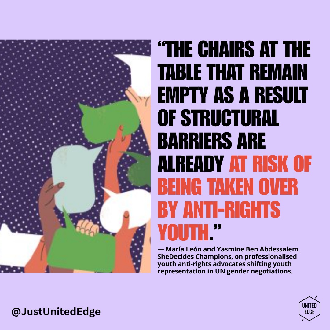 A growing force at global gender forums isn’t advancing rights, it’s strategically working to roll them back. This piece exposes how anti-rights movements are investing in youth pipelines to reshape the future of global policy spaces like the Commission on the Status of Women.
Justice does not overlook who is being prepared to lead and toward what vision of the future. Read the article here: https://bit.ly/4t7t1Lp
#GenderJustice #FeministFutures #YouthPolitics #HumanRights #CSW