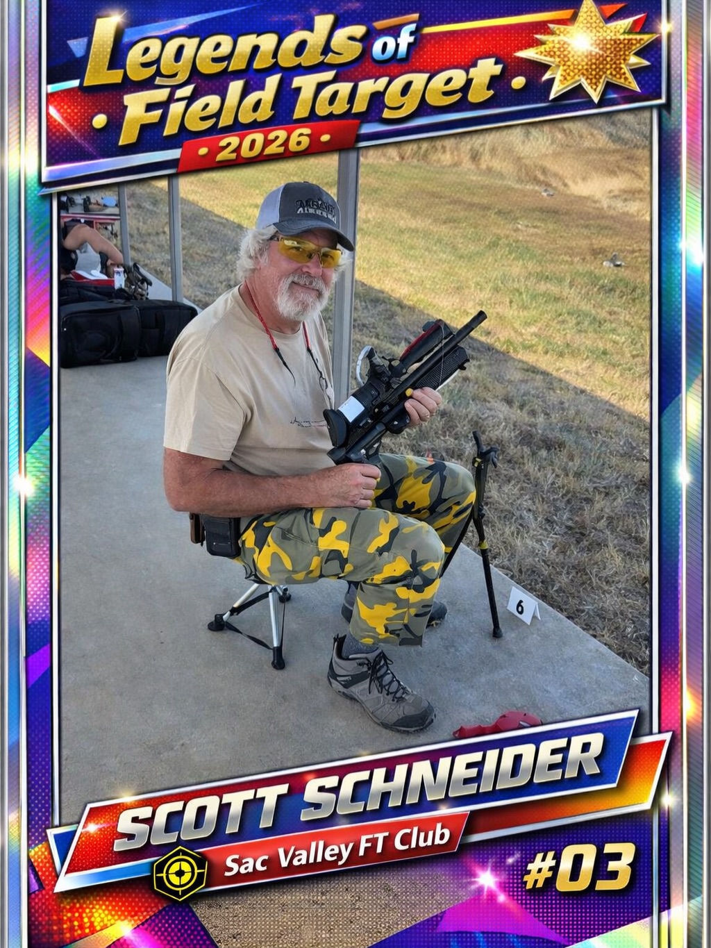 Scott Schneider- Field Target trading cards. Do you know someone that needs to be on a card? Send a portrait and action shot or award shot and all the stats needed for the card to thepelleteer@gmail.com