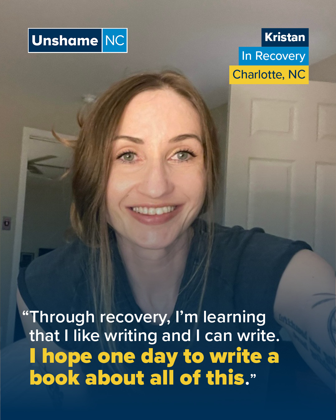 Kristan is discovering new things about herself as she moves forward in recovery. She has found that writing helps her share her story 📝. Kristan dreams of one day publishing a book about her journey, so she can reach others living with substance use disorder and help them feel more connected.