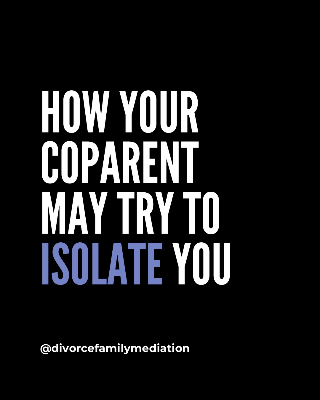 Isolation doesn’t always look obvious in co-parenting. It can happen quietly through tension, confusion, financial stress, or the slow breakdown of your support system.
A coercive ex will not say “I want you isolated.” But their actions are intended to create exactly that outcome.
They interfere with your relationships.
They disrupt your stability.
They use the kids, communication, or money to keep you off balance.
Isolation is one of the strongest tools of manipulation, and one of the hardest to spot when you’re in it.
You’re allowed to have support.
You’re allowed to have stability.
And you’re allowed to build a life that isn’t centered around their chaos.
#isolation #controlling #coercivecontrol #highconflict #coercion
