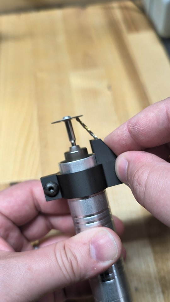 I designed and 3D printed a jig to mount on my Foredom flex shaft to sharpen drill bits to accurate angles. This one is set to 59° to sharpen 118° split point bits. Will make a series of different angles to have bits ground for specific materials.
Files available on MakerWorld to print for yourself! Search rmwatchandclock or Drill Bit Sharpening Jig for Foredom Flex shaft.
#watchmaking #3dprinting #sharpening #drill #watchmaker