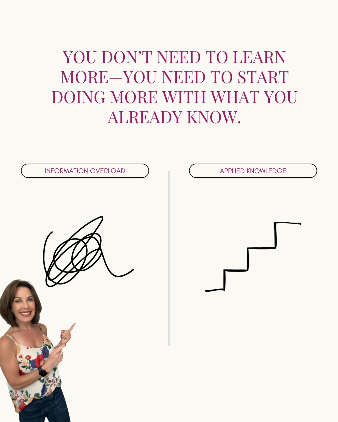 🆘 It’s not a lack of information that’s keeping you stuck.
I know this one’s uncomfortable for me too… because I LOVE education.
But here’s what I see all the time:
👉 “I just need to learn a little more”
👉 “Let me research this first”
👉 “I’ll start when I understand it better”
Meanwhile… you’re already thinking you should:
➡️ eat better
➡️ move more
➡️ manage stress
➡️ sleep better
And you’ve probably tried:
📌 cutting carbs
📌 fasting
📌 adding more protein
…but nothing is actually changing.
❌ Low energy
❌ Stubborn weight
❌ Living on caffeine
❌ Cravings at night just to feel normal
Here’s why 👇
👉 It’s not a knowledge problem.
👉 It’s an action gap.
You’re stuck in a loop of learning… instead of implementing.
And your body doesn’t respond to more information.
It responds to consistent, personalized action.
✨ This is where a lot of women get it wrong…
Because Googling or following generic plans only gets you so far.
If you don’t understand your body specifically —
you’ll keep guessing… and starting over.
That’s why I love both:
✔️ Functional testing (what your body actually needs)
✔️ + simple, sustainable habit changes
So you’re not just learning more…
you’re finally doing what works.
If you’re a women over 50 who is done overthinking and ready for real results—
💬 Comment “YES” or book a free discovery call in my bio.