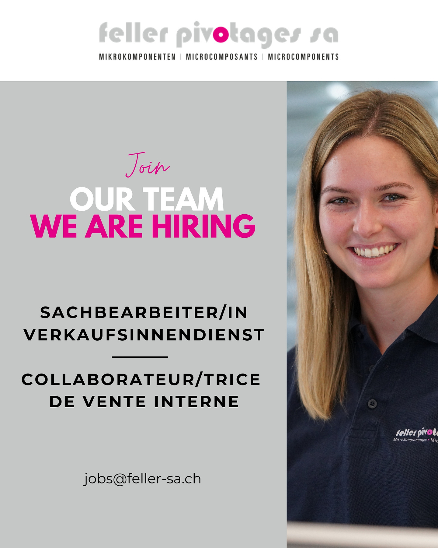 JOIN OUR TEAM 🤝
Sie sind auf der Suche nach einem attraktiven Job in einem dynamischen und motivierenden Umfeld? Suchen Sie nicht weiter und bewerben Sie sich jetzt!
👉 Weitere Informationen finden Sie auf unserer Website (Link in Bio)
***
Vous recherchez un emploi attractif dans un environnement dynamique ? Ne cherchez pas plus loin et postulez dès maintenant !
👉 Plus d’informations sur notre site internet (lien en bio)
#fellerpivotagessa #wearehiring #jobs #technologie #joinus #sachbearbeiter