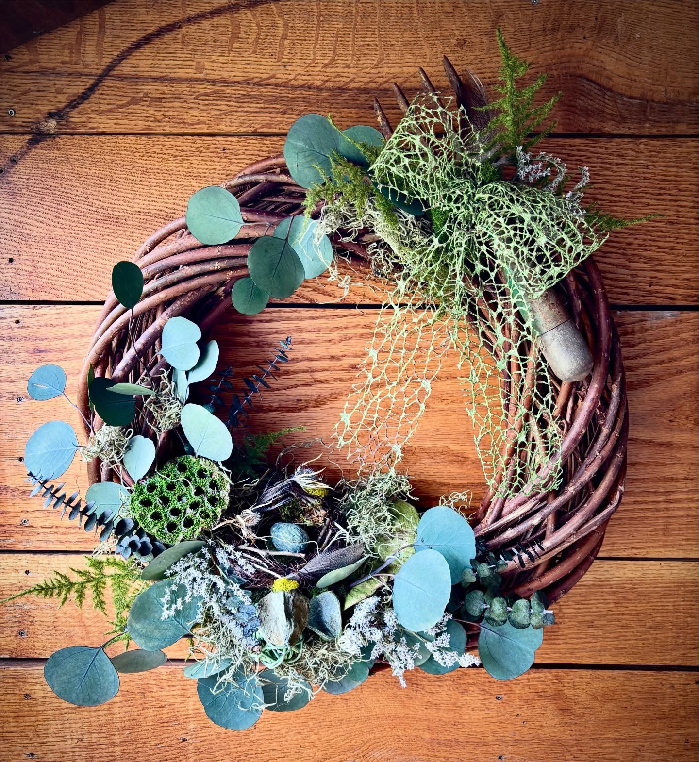 In the Spring Green Wreath
A mossy delight dressed all in green. This wreath features a perfectly patina-ed vintage garden tool and sweet little bird's nest. Feathers, moss and a fabulous ribbon! 185.-
*Pick Up Only at Floriculture Flower Truck
Venmo or visit the website for more options