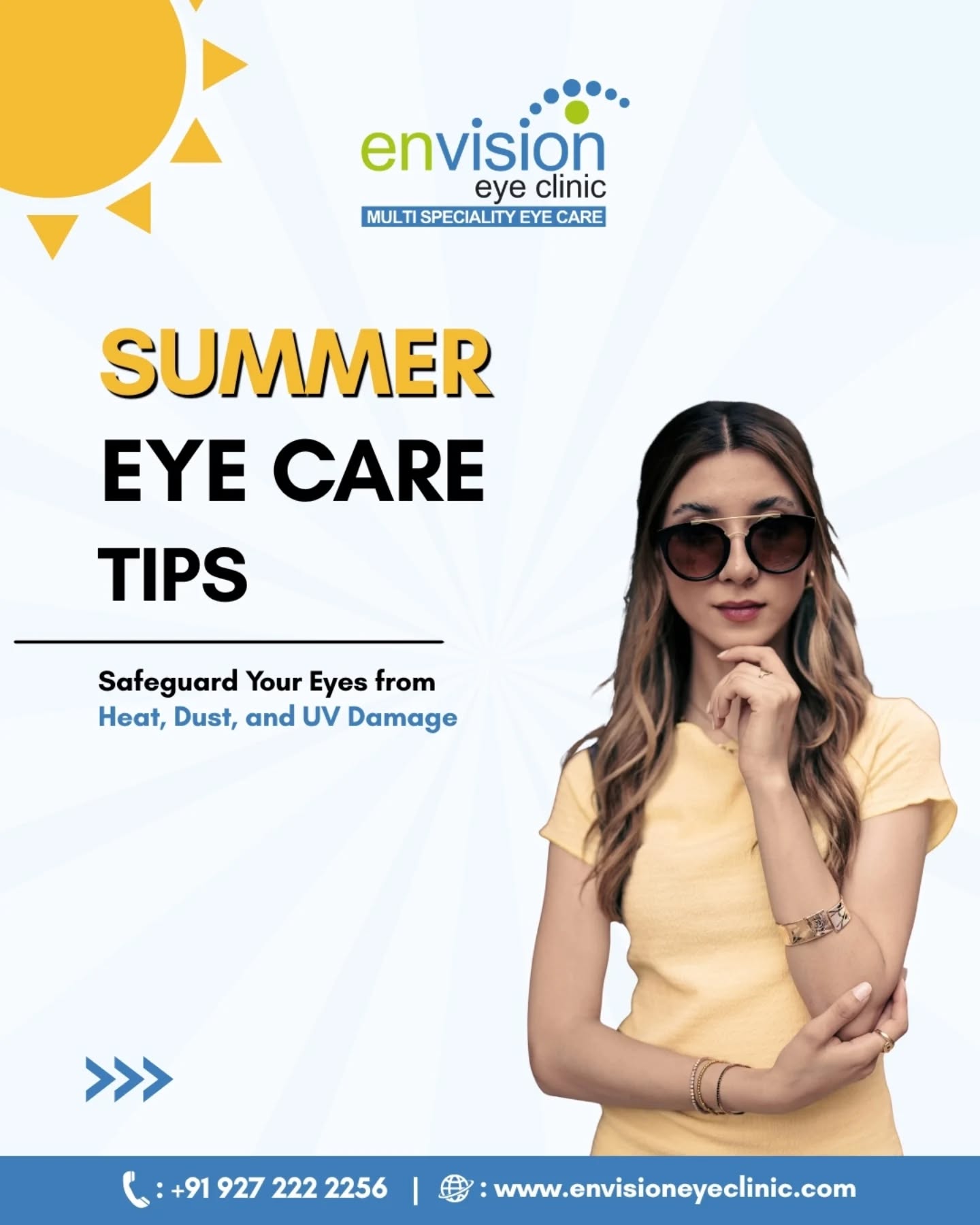 Protect your eyes this summer ☀️👁️
Heat, dust, and UV rays can harm your eyes. Wear sunglasses, stay hydrated, and avoid rubbing your eyes to prevent irritation and dryness.
Keep your eyes cool, safe, and healthy this season.
📍 2nd Floor, Shivraj Apartments, near Parihar Chowk, Aundh, Pune, Maharashtra 411007
#SummerEyeCare #EyeHealth #EnvisionEyeClinic #HealthyVision #AundhPune