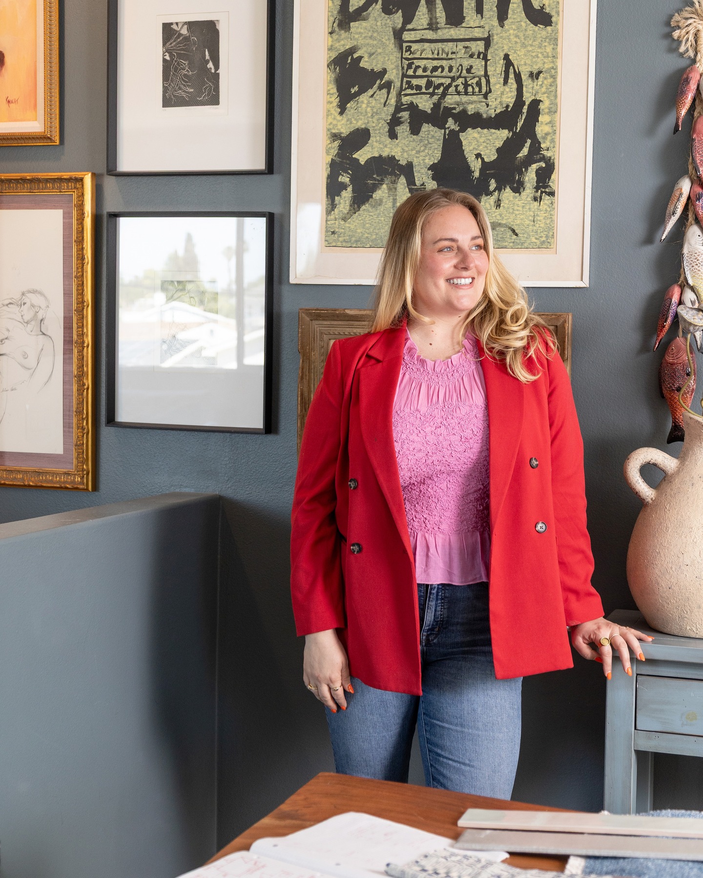 hey hey 👋 it’s me, kiki.
It’s been a minute since I’ve actually shown my face on here, so I thought I’d say hi again… in full “casually leaning against a wall like I do all the time” mode 😂 (seriously… who stands like this in real life?)
I feel like getting your photo taken turns you into a slightly different version of yourself, like okay hands… what are we doing… where do we go… why am I suddenly aware of every limb?
for anyone new here, hi! I run Kiki Design Studio, and spend my days obsessing over how to make spaces feel layered, personal, and like they’ve evolved over time (with a lot of rearranging along the way). Oh, and my dog Cooper, he is on here way more than I am.
If you’re into cozy, collected spaces and the real behind-the-scenes of figuring it all out as you go, follow along 🧡 So happy you’re here. PS - this is one of my most favorite songs of all time 🧡