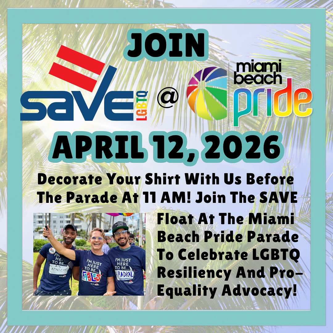 This weekend celebrate with SAVE at the Miami Beach Pride Parade on Sunday, April 12!
Join us for one of the most vibrant Pride moments of the year as we take over Ocean Drive with energy and community. Whether you want to walk alongside our team or ride with us on the SAVE float (yes, there’s a DJ!), there’s a place for you here.
We’ll have everything you need to get Pride ready: SAVE t-shirts, colorful sharpies, decorations, signs to personalize, and rainbow flags to share with the crowd. This is your moment to celebrate loudly and proudly with our community.
After the parade, keep the energy going at Lummus Park, where the free festival features hundreds of food, shopping, and drink vendors, plus family-friendly activities all afternoon.
Miami Beach Pride Parade
Sunday, April 12
11 AM – 1 PM
Sign up now at the link in our bio to lock in your spot and get all the details for the day.