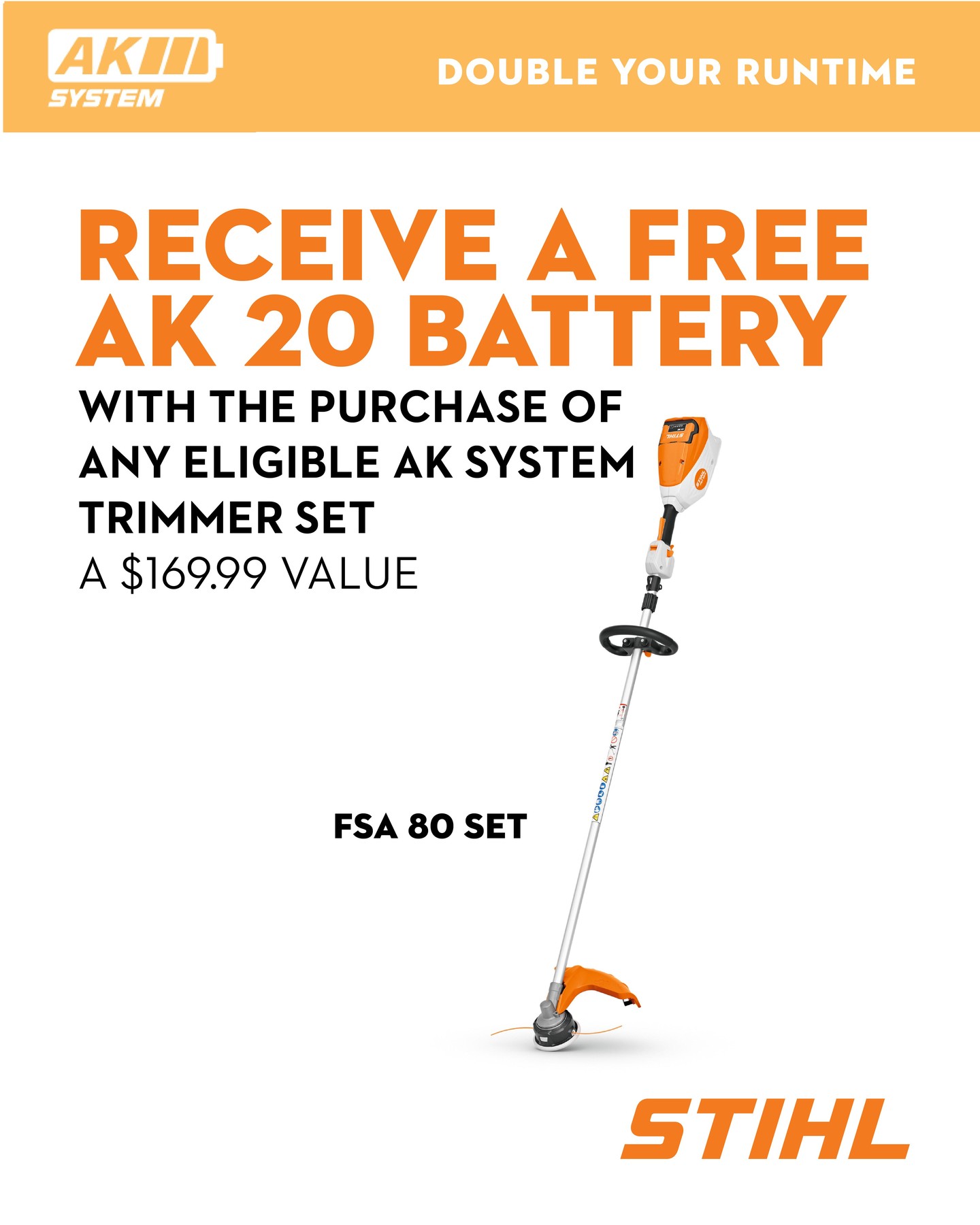 Take on tougher trimming with confidence 🔋Receive a FREE AK 20 battery (a $169.99 value) when you purchase any eligible STIHL AK System trimmer set—like the FSA 80.
Get double the runtime and the power to handle more demanding jobs.
Visit Port Elgin Home Hardware Building Centre or call +1 519-832-2466 to learn more.
See all STIHL spring promotions: https://bit.ly/stihl-spring-guide
.
.
.
Offer valid through July 31, 2026. While supplies last at participating dealers.
.
.
.
#STIHL #RealSTIHL