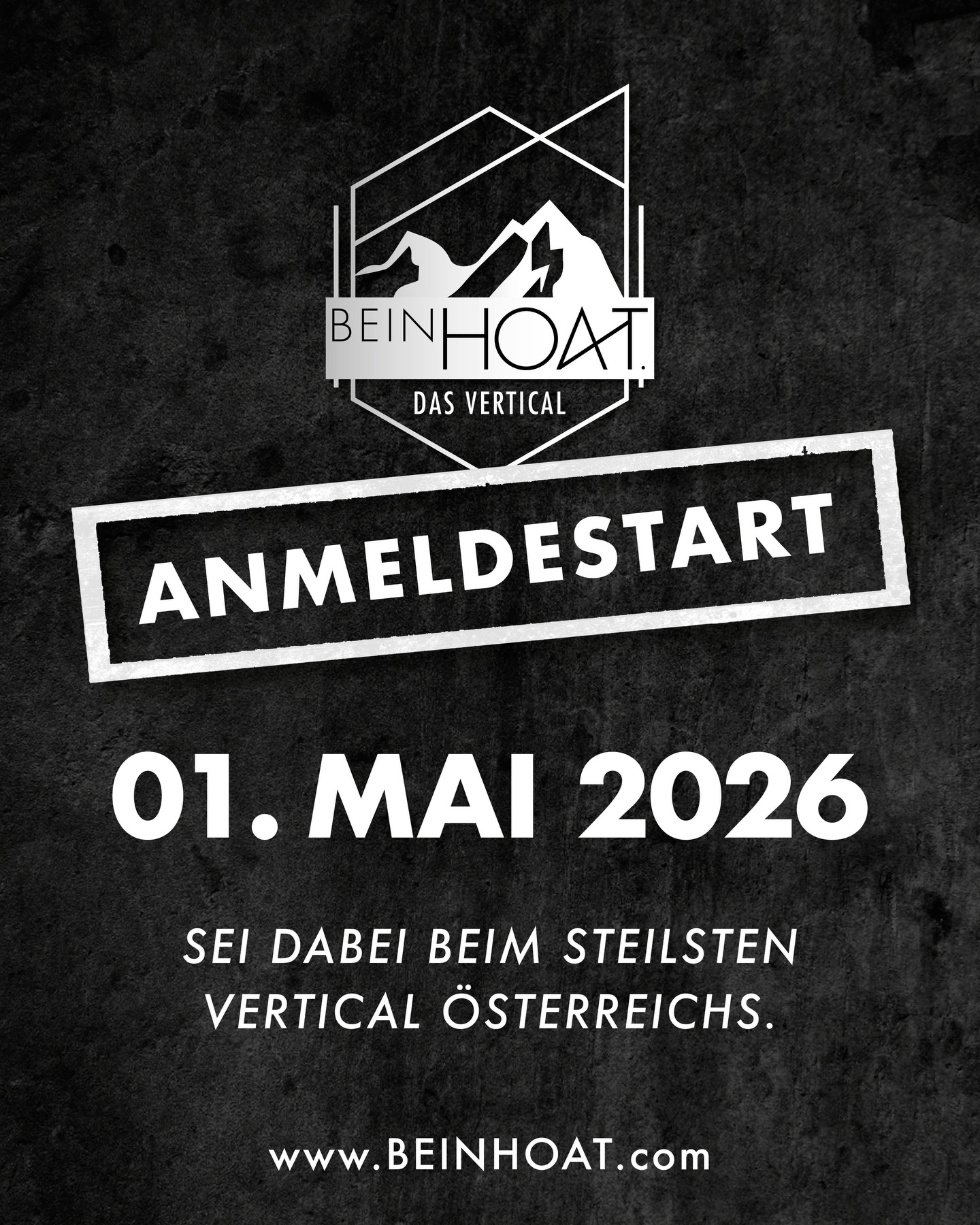 BEINHOAT. Das Vertical geht in die nächste Runde! 🔥⛰️
Am 17.10.2026 heißt es wieder: Steil. Steiler. BEINHOAT.
Die 13. Auflage von Österreichs steilstem Vertical wartet auf dich – mit Schweiß, Gänsehaut und einem unvergesslichen Zieleinlauf am Fulseck @dorfgastein!
📅 Anmeldestart: 01.05.2026
⚠️ Nur 333 Startplätze – limitiert und heiß begehrt!
Also schnell sein und Startplatz sichern!
⛰️ 1.200 Höhenmeter
📏 3,3 Kilometer
💥 mit oder ohne Stöcke
➡️ Strecke frei wählbar
Egal ob Profi oder Hobby-Athlet: Dieser Berglauf fordert alle.
**Wer stellt sich dieser beinhoaten Challenge 2026?