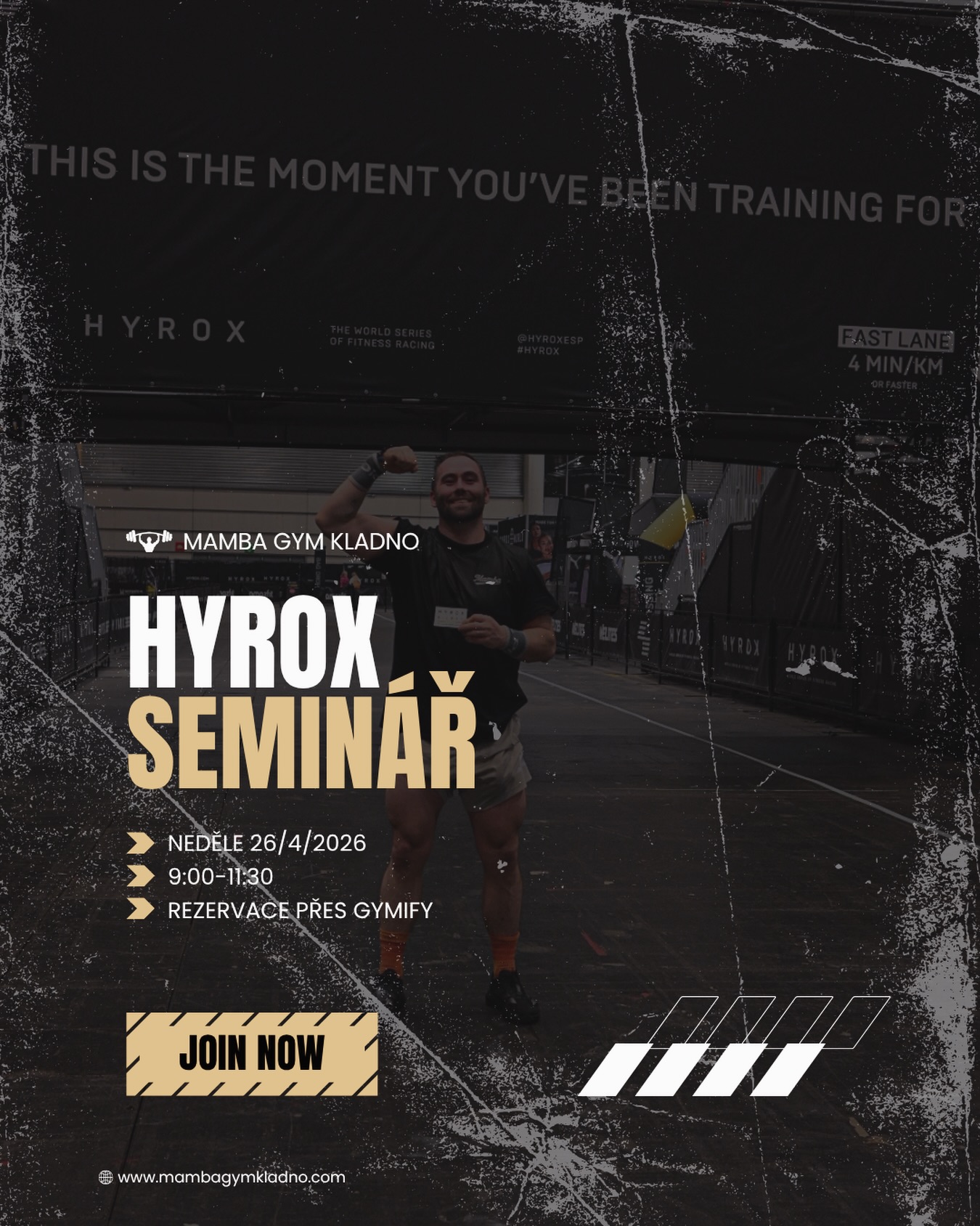 Chystáš se na HYROX závod? 🔥
Pak si nenech ujít tento seminář! 🤩
🗓️ 26/4/2026 od 9:00
Co se na něm dozvíš?
👉🏻 základní info o HYROXU a jak probíhá
👉🏻 strukturu závodu
👉🏻 výkonnostní standardy a rozdělení kategorií
👉🏻 standardy závodu a stanovišť
👉🏻 praktické zkušenosti a odpovědi na tvé otázky
Cena 250 Kč pro aktivní členství / MS, 400 Kč pro nečleny. Rezervace v GYMIFY 💛
