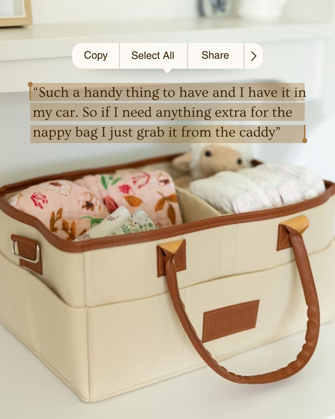Such a handy essential for everyday life with babies.
Our Nappy Caddy is designed to keep everything in one place so you’re never searching for wipes, nappies, or spare clothes when you need them.
Perfect for the nursery, the lounge, or the car - and one of our most reviewed products for a reason.