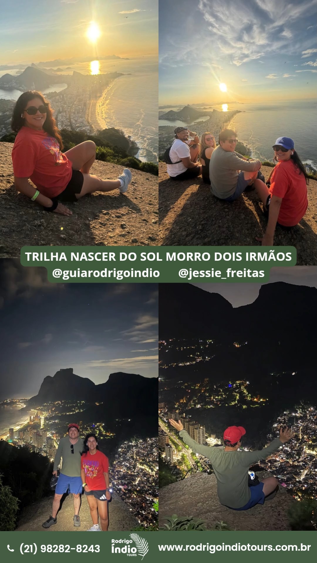 O que acha de começar o dia com um nascer do sol radiante e incrível no Morro Dois Irmãos? Sendo uma das trilhas mais procuradas do Rio e na minha opinião a vista mais bonita.
How about starting your day with a radiant and incredible sunrise at Morro Dois Irmãos? It's one of the most popular trails in Rio and, in my opinion, offers the most beautiful view.
MORRO DOIS IRMÃOS:
https://www.rodrigoindiotours.com.br/nascer-do-sol-morro-dois-irmaos
AS MELHORES EXPERIÊNCIAS ESTÃO AQUI:
https://www.rodrigoindiotours.com.br/experiencias
MAIS UM DIA DE ÍNDIO
ANOTHER ÍNDIO DAY