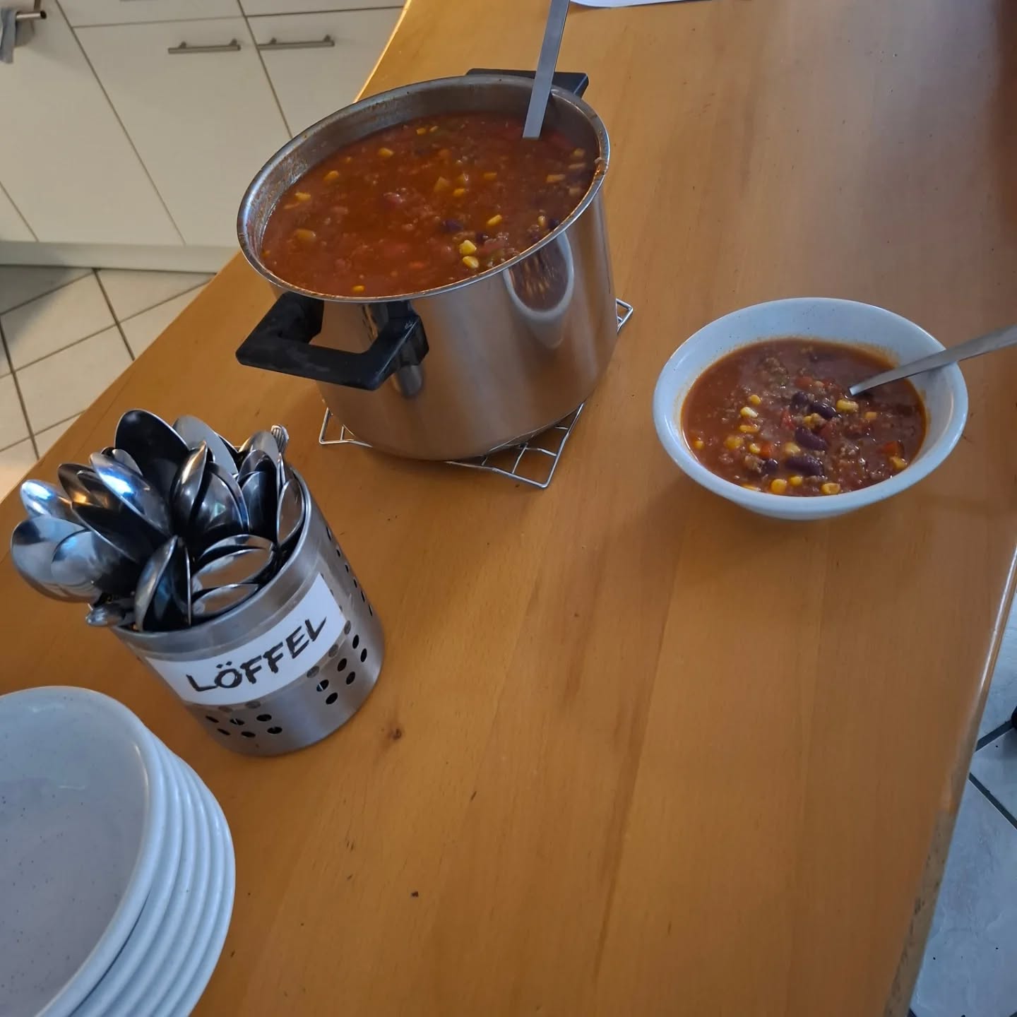 Heute gab es, im Jugendbereich, Chili con Carne. 😊