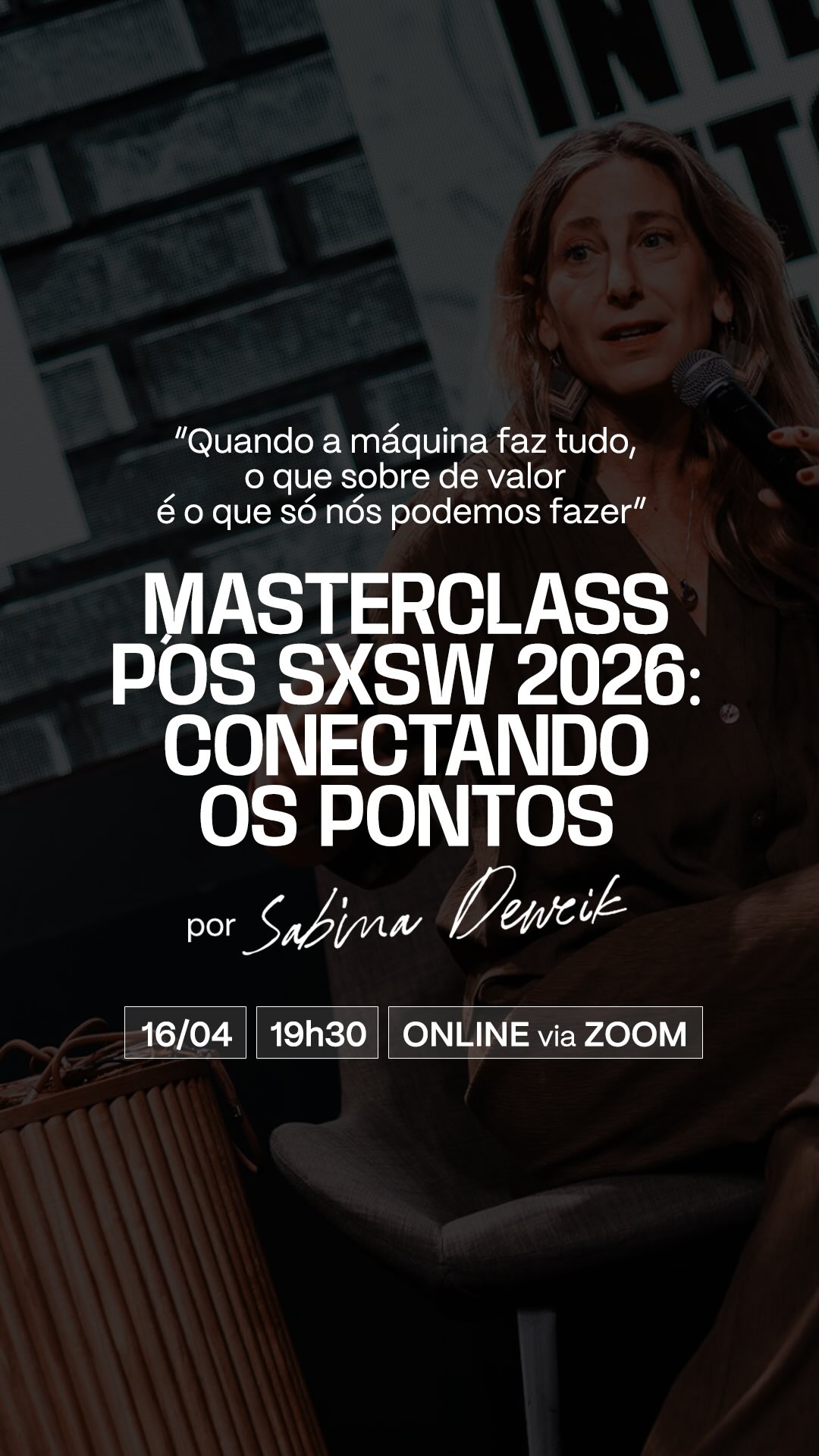 O que da nossa criatividade, da nossa forma de liderar e conduzir negócios precisa ser protegido da automatização? 💭
No SXSW 2026, ficou claro que, quando a máquina é capaz de fazer de tudo, o valor deixa de estar na execução e passa para aquilo que só nós podemos criar.
Se a produção eficiente virou trivial, a criatividade humana autência assume o centro das discussões, e se torna um dos ativos mais raros e estratégicos daqui pra frente.
Para filtrarmos todos esses dados e conectarmos os pontos juntos, eu te espero na masterclass Pós SXSW 2026: Conectando os Pontos, dia 16/04 às 19:30.
Os movimentos que moldarão presente e futuro te aguardam. Garanta a sua participação pelo link do Sympla na minha bio! 📲
#SabinaDeweik #SXSW #masterclass
