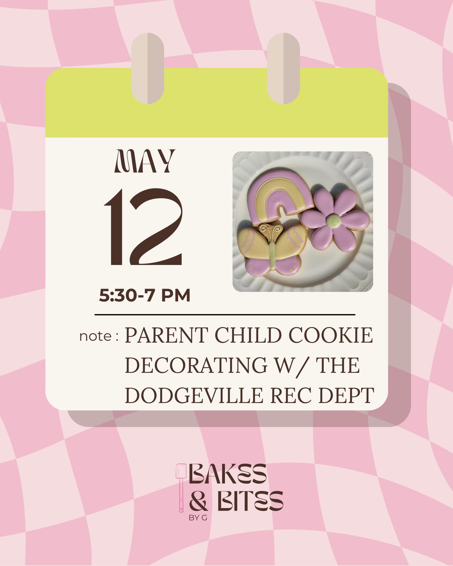 i’m partnering with the Dodgeville Rec Department for a parent & child cookie decorating class to create some fun memories around mother’s day!
we’ll be decorating 3 spring-inspired cookies together, and i’ll guide you step-by-step the whole time with live demos, tips, and hands-on help. no experience needed • just come ready to have fun and get a little creative together!
parents, if you’d like your own set of cookies to decorate as well, you can purchase an extra ticket and join in on the fun!
sign up through the Dodgeville Rec Department before spots fill! 🤍