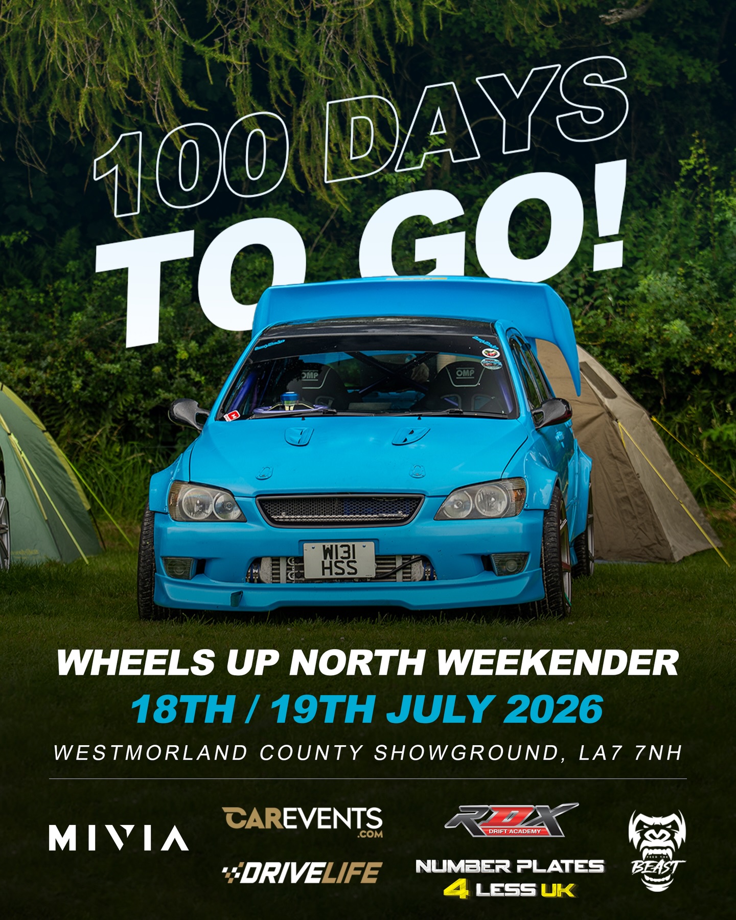 The countdown begins to the Wheels Up North Weekender! 100 days to go! 👀
Camping will sell out, so don’t leave it too late & grab your tickets! 🎟️🔥
- - - - - - - - -
www.wheelsupnorthweekender.co.uk/
» 18th July (Entertainment & Camping)
» 19th July (Show Day)
» Westmorland County Showground, LA7 7NH
- - - - - - - - -
What’s on:
>> A huge variety of vehicle categories (Supercars, classics, bikes, race & rally and more)
>> Food & Drink in our refuel zone
>> Flames, Thunder & Burning rubber at our burnout stage
>> Camping
>> Live music
>> Stunt and demo shows
>> Special guests
>> Awards/prize presentations
>> Club and dealer stands
>> Trade
>> Charity partnerships and more!
#WheelsUpNorth #WheelsUpNorthWeekender #LakeDistrict #Cumbria #CarShow