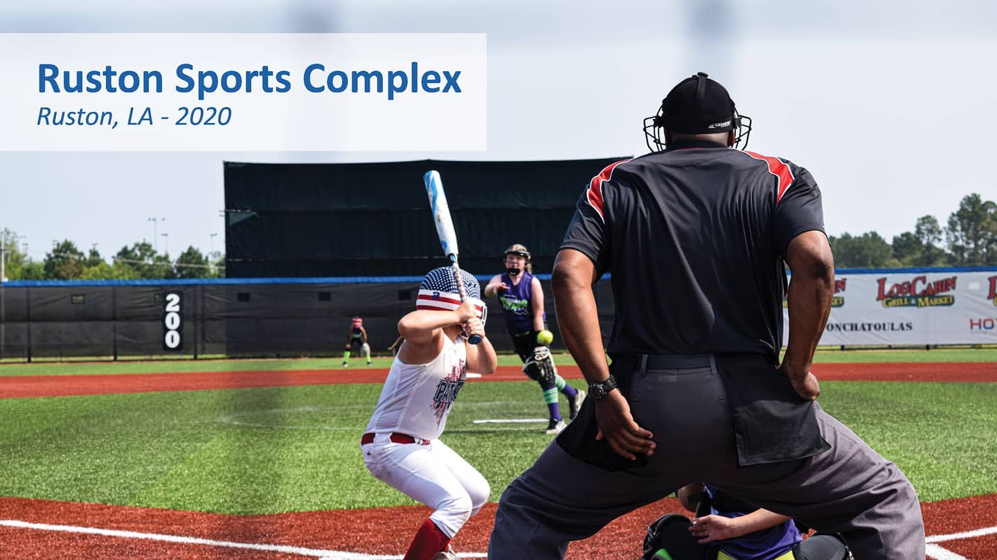 Ruston Sports Complex. 185 acre site with 26 buildings, 16 softball/ baseball fields, 3 soccer fields, 9 tennis courts, walking trails, and playgrounds. #rustonstrong #playball⚾️