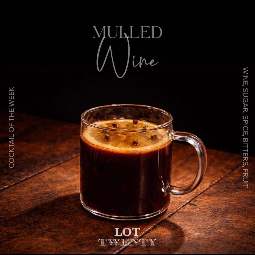 Lot Twenty Cocktail of the Week
Cocktail of the Week 🍸
*MULLED WINE*
Here’s what’s in it ↓
- Wine
- Sugar
- Spice
- Bitters
- Fruit
Have you checked out upcoming events yet? Tickets are on sale now for upcoming dates; Cocktail Classes, Rosé & Dumplings, Mulled Wine, Spicy Margs & Tacos and more…
Don’t miss out – grab your tickets today! 🎟️ 🎟️
#seeyouintwenty