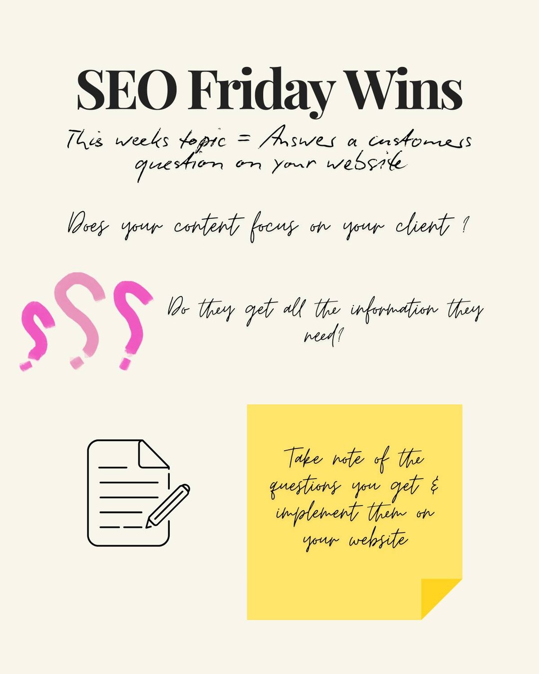 Does the content on your website give your customer the information they need?
Making your content relevant to the client will increase your rankings and also drive you more leads & sales.
Review your content and make sure it aligns with your customer.