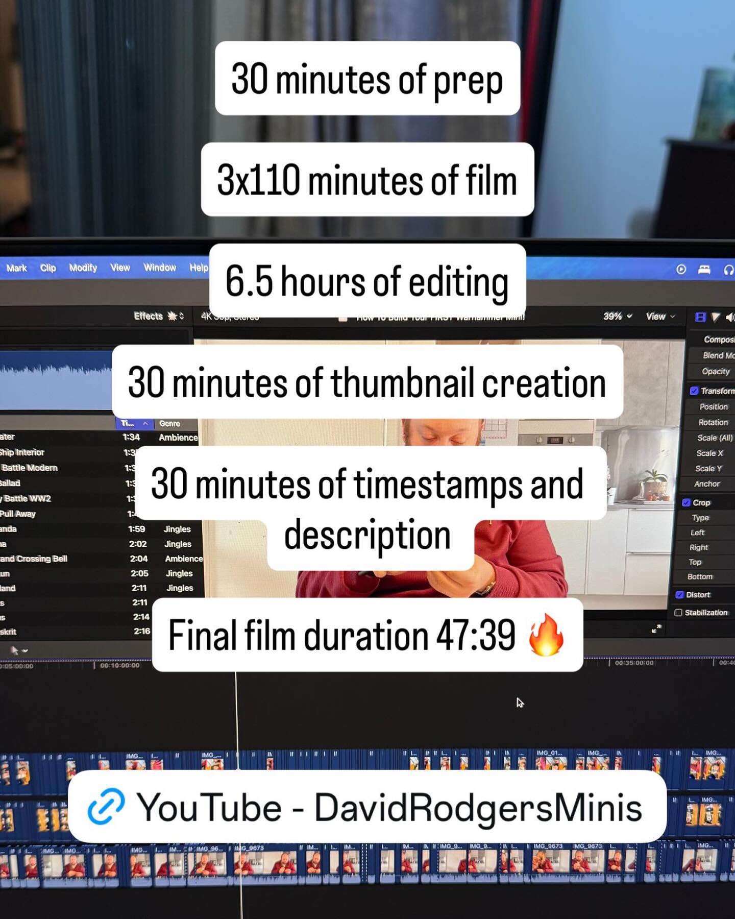 The work that goes into videos is often overlooked, the prep the post editing and this is small fish work, the end results of 8 hours+ of work for a 47 minute video with the hopes that it finds its audience, that those people find use in its contents and that they want to join our community and grow as artists, as builders, as painters and as creatives!
Never give up, always grow and keep pushing yourself!
#Creator #Warhammer40k #Miniaturepainting #warhammer40000 #paintingminis
