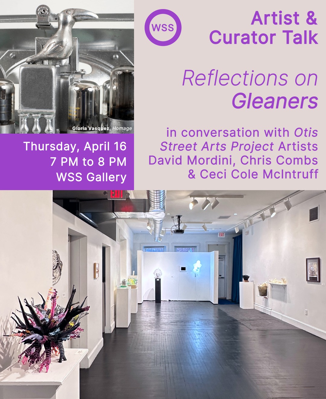 ๐/๐๐: ๐๐๐ ๐๐ก๐ข๐ซ๐ ๐๐ก๐ฎ๐ซ๐ฌ๐๐๐ฒ ๐๐ซ๐ญ๐ข๐ฌ๐ญ ๐๐๐ฅ๐ค: ๐๐๐ฏ๐ข๐ ๐๐จ๐ซ๐๐ข๐ง๐ข, ๐๐ก๐ซ๐ข๐ฌ ๐๐จ๐ฆ๐๐ฌ, ๐๐ง๐ ๐๐๐๐ข ๐๐๐๐ง๐ญ๐ฎ๐ซ๐๐ ๐จ๐ ๐๐ฅ๐๐๐ง๐๐ซ๐ฌโฃ
โฃ
Join us at Washington Studio School Gallery for our Third Thursday Artist Talk on ๐๐ฉ๐ซ๐ข๐ฅ ๐๐๐ญ๐ก ๐๐ซ๐จ๐ฆ ๐๐๐ ๐ญ๐จ ๐๐๐, as we explore the current ๐๐ญ๐ฆ๐ข๐ฏ๐ฆ๐ณ๐ด exhibition through the lens of the ๐๐ญ๐ข๐ฌ ๐๐ญ๐ซ๐๐๐ญ ๐๐ซ๐ญ๐ฌ ๐๐ซ๐จ๐ฃ๐๐๐ญ ๐๐ซ๐ญ๐ข๐ฌ๐ญ๐ฌ. Curator and artist ๐๐๐ฏ๐ข๐ ๐๐จ๐ซ๐๐ข๐ง๐ข and artists ๐๐ก๐ซ๐ข๐ฌ ๐๐จ๐ฆ๐๐ฌ and ๐๐๐๐ข ๐๐๐๐ง๐ญ๐ฎ๐ซ๐๐ will discuss how their collaborative process of sharing found materials and "discarded fragments" strengthens the bonds within their shared studio space and the broader artistic landscape. โฃ
โฃ
๐๐๐๐ ๐ญ๐ก๐ซ๐จ๐ฎ๐ ๐ก ๐ญ๐ก๐ ๐ฅ๐ข๐ง๐ค ๐ข๐ง ๐๐ข๐จ!โฃ
Gleaners Featured Artists
@pzaycreates
@elizabeth.ashe_studio
@ccombsdc
@bethcurren
@lizlescault
@kirstylittlejoy
@mccray_donald
@artunfiltereddc
@artistcecicolemcinturff
@damordini
@lisakrosenstein.artist
@katjatoporski
@gloriavchapa
โฃ
#WashingtonStudioSchool #ThirdThursday #ArtistTalk #DCArts #DCArtists #ThingsToDoInDC #DCArtGallery #ArtSchool #PaintingClasses #DrawingClasses #PrintmakingClasses