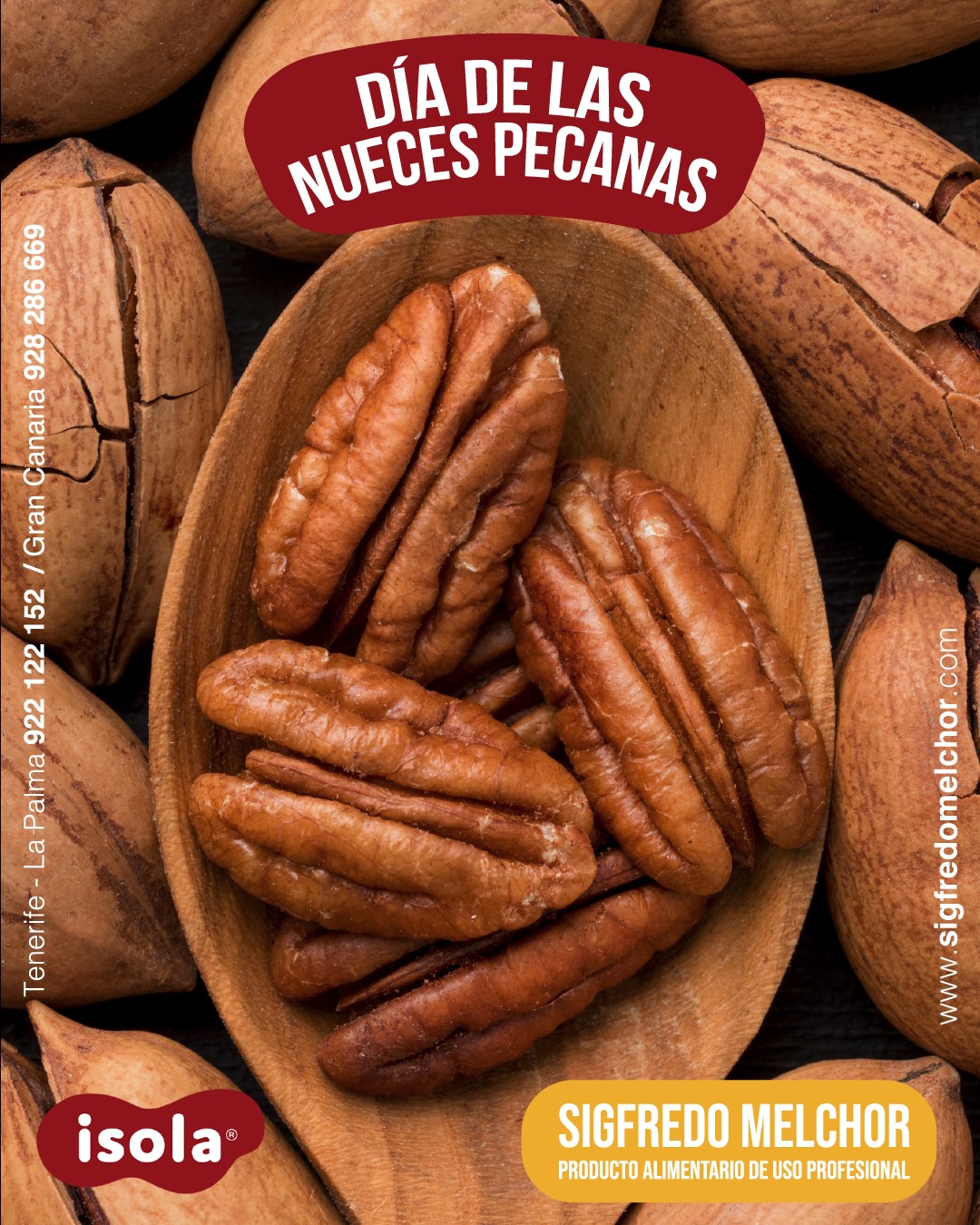 🥜✨ ¡Celebramos el Día de las Nueces Pecanas! ✨🥜
Crujientes, sabrosas y llenas de beneficios… las nueces pecanas son el ingrediente perfecto para dar un toque especial a tus recetas 🍰🥗 o disfrutar como snack saludable.
En Sigfredo Melchor te ofrecemos producto de calidad profesional para que lleves tus elaboraciones al siguiente nivel 💼👨🍳 @isolafrutosecos
👉 Haz tu pedido y descubre todo lo que puedes crear:
🌐 www.sigfredomelchor.com
#NuecesPecanas #DíaDeLasNueces #IngredientesDeCalidad #FoodService #SigfredoMelchor Isola Gastronomía ReposteríaProfesional