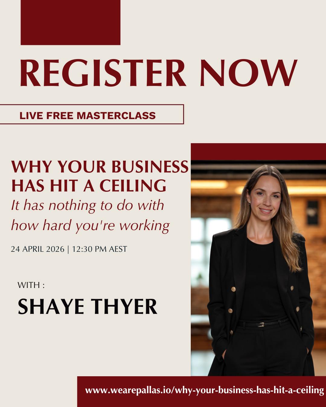 More money, more problems? Nah, I don't think so.
When growth in your business starts to feel harder than it should, it means that your operating model isn't scaling at the same pace as your revenue.
Your business is currently being held together by your hours, instinct, and sheer force of will. That works, until it doesn't. Now, the cracks are showing up everywhere at once.
Expenses are creeping up every time revenue does. Margins are compressing while you're busy celebrating the new clients. Cash flow that looks healthy on paper and feels terrifying in practice.
The businesses that scale to consistent $50K months have built the operating model that makes it structurally possible and then repeatable. That means:
- Expenses that stay relatively flat even as revenue accelerates
- Offers and pricing built on margin, not optimism
- Cash flow that feels secure enough to make the next investment without losing sleep
- A delivery model that doesn't require you to personally hold every single thing together
Almost none of it gets taught to women building service businesses. On Friday 24 April at 12:30pm AEDT, I'm running the free masterclass, 'Why Your Business Has Hit A Ceiling', where I'm taking what I advise large businesses to do and translating it directly for women-led service businesses scaling to $500K and beyond.
We'll cover the operating model, the financial structures, and the identity shifts that separate businesses that scale cleanly from businesses that just get busier and more expensive to run.
It's free. It's one hour. And I'll be giving you the CFO-level thinking that most women in business have never had access to.
Grab your spot!
Link in my BIO