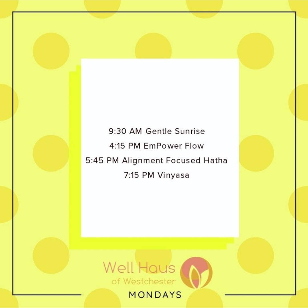 Swipe for our daily schedules. We can't wait to see you this week! πππππ #therapy #meditation #beginners #advanced #yogaforeverybody #health #wellness #wellbeing #spirituality #positivity #creativity #musicheals #artheals #yogaheals #westchesterwellness #pelhamny #wellhausofwestchester #pelhamny #villageofpelham #yogachallenge #mountvernon #noegonovember #newrochelle #westchester #pelhamny #villageofpelham #yogachallenge #bootcamp #detachmentdecember