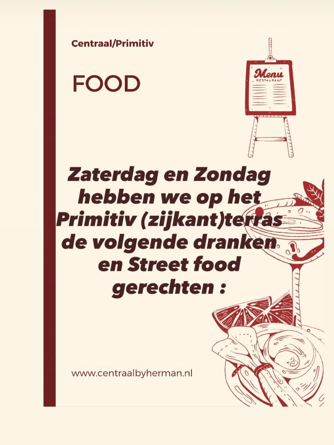 đđĒđģđĒđŊđąđ¸đˇ đđŽđŽđ´đŽđˇđ! đââī¸
Kom dit weekend langs op ons Primitiv zijterras! Wij staan klaar met heerlijke street food gerechten en een speciale drankkaart.
Geniet van de marathonsfeer met een koud drankje en een lekker hapje in de hand đēđĨ
We zien jullie dit weekend! đ