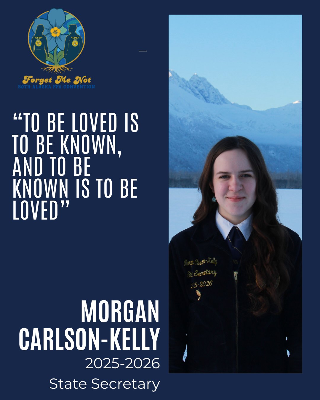 Thank you Morgan Carlson-Kelly, for your year of service to this association! Alaska FFA, your 2025-2026 State Secretary!