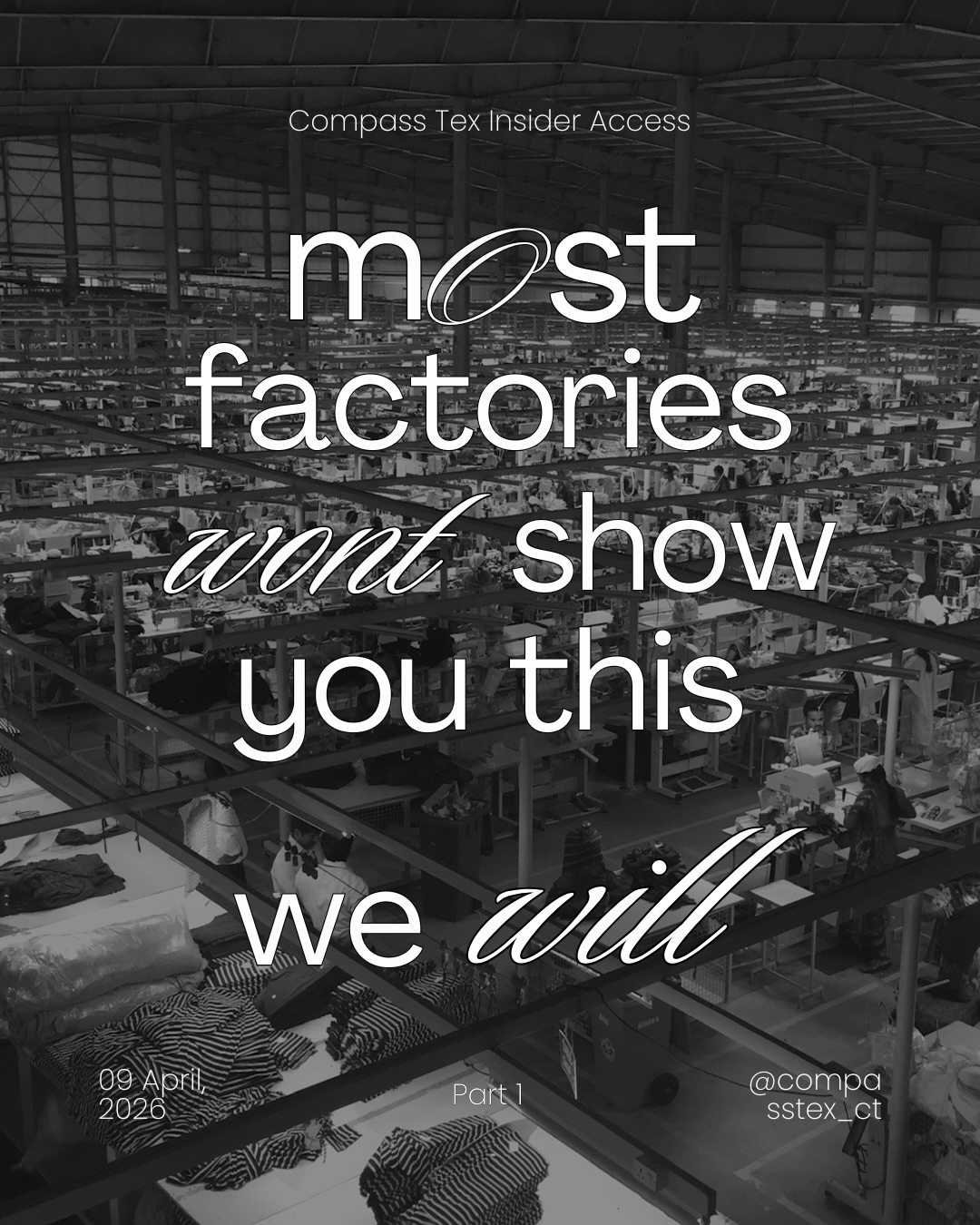 Most factories keep their doors closed. We open ours.
For us, transparency comes down to three things:
• Owning every stage of production — from spinning and cone winding to embroidery and garment assembly
• Running clean, ethical facilities that we’re proud to show anyone, anytime
• Building a supply chain our clients can actually see, understand, and trust
Most of what makes a great product happens long before it looks like one. Every machine you just saw, every person running it — that is what your order is built on.
This is Part 1. There is a lot more to show you.
Compass Tex.
#clothingmanufacturer #factory #sustainability #manufacturing