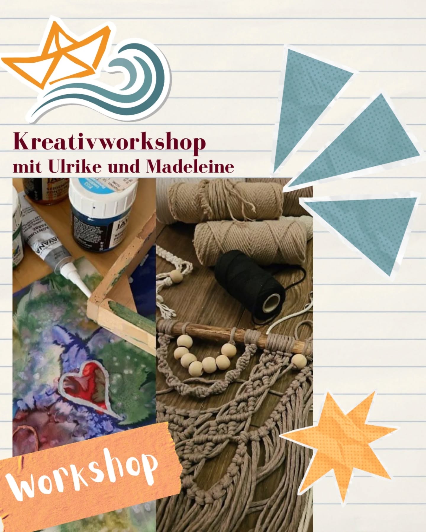 Am Samstag, 16. Mai, von 14:30–18:30 Uhr, laden Madeleine und Ulrike auf den Löwenplatz zu einem offenen Kreativ-Workshop ein. Gemeinsam wird geknotet, gefärbt und gebastelt: Makramee und Seidenmalerei, es entstehen kleine Gemälde und schöne Accessoires.
Kommt gerne vorbei und probiert euch aus, es sind weder Vorkenntnisse noch Anmeldung nötig.
.
.
.
.
#belrfestival #festival #kulturfestival #rüsselsheim #sturmfrei