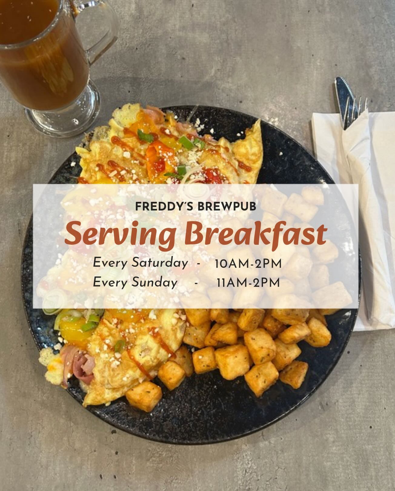 ☀️Good Mornings start here☀️
Join us for Breakfast every Saturday & Sunday!
With 12 tasty options to choose from, we’ve got something for everyone!
Saturday: 10am-2pm
Sunday: 11am-2pm
Check out our website for more information:)