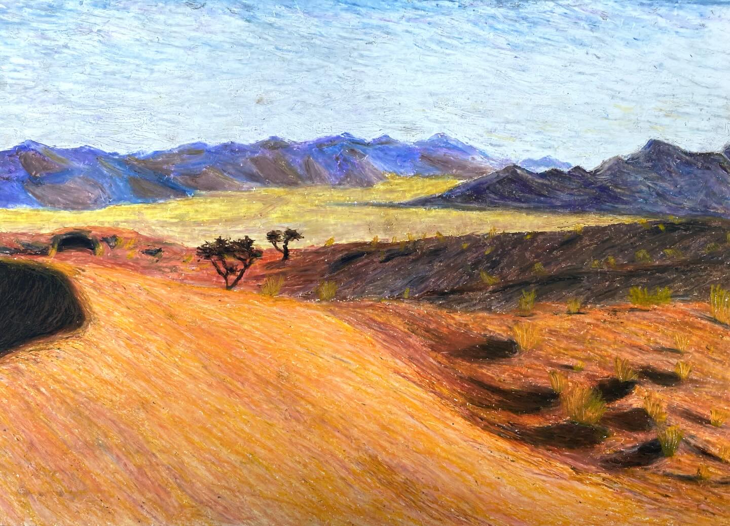 Stanislas #paysage #afrique #pastelalhuile #coursdartsplastiques