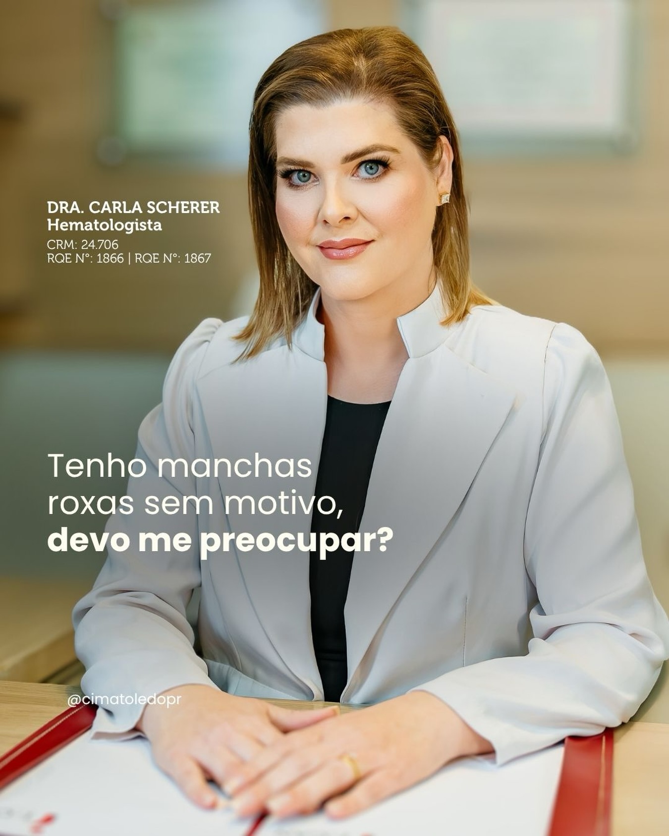 Você se machucou? Não lembra de nada mas o roxo apareceu.
Manchas roxas sem causa aparente são um sinal que o corpo usa pra mostrar que algo pode estar fora do equilíbrio. Podem indicar alterações nas plaquetas, na coagulação ou em outras funções do sangue que só uma avaliação especializada consegue identificar.
O problema é que esse tipo de sinal costuma ser ignorado atribuído ao cansaço, a uma batida que não lembra, ao dia a dia corrido.
Mas quando aparecem com frequência e sem explicação, merecem investigação.
No CIMA, nosso time de especialistas em Hematologia cuidam exatamente disso, com avaliação criteriosa e estrutura completa pra chegar ao diagnóstico certo.
🔗 Agende pelo link na bio.
#cima #cimatoledo #centrointegradodemedicinaavancada