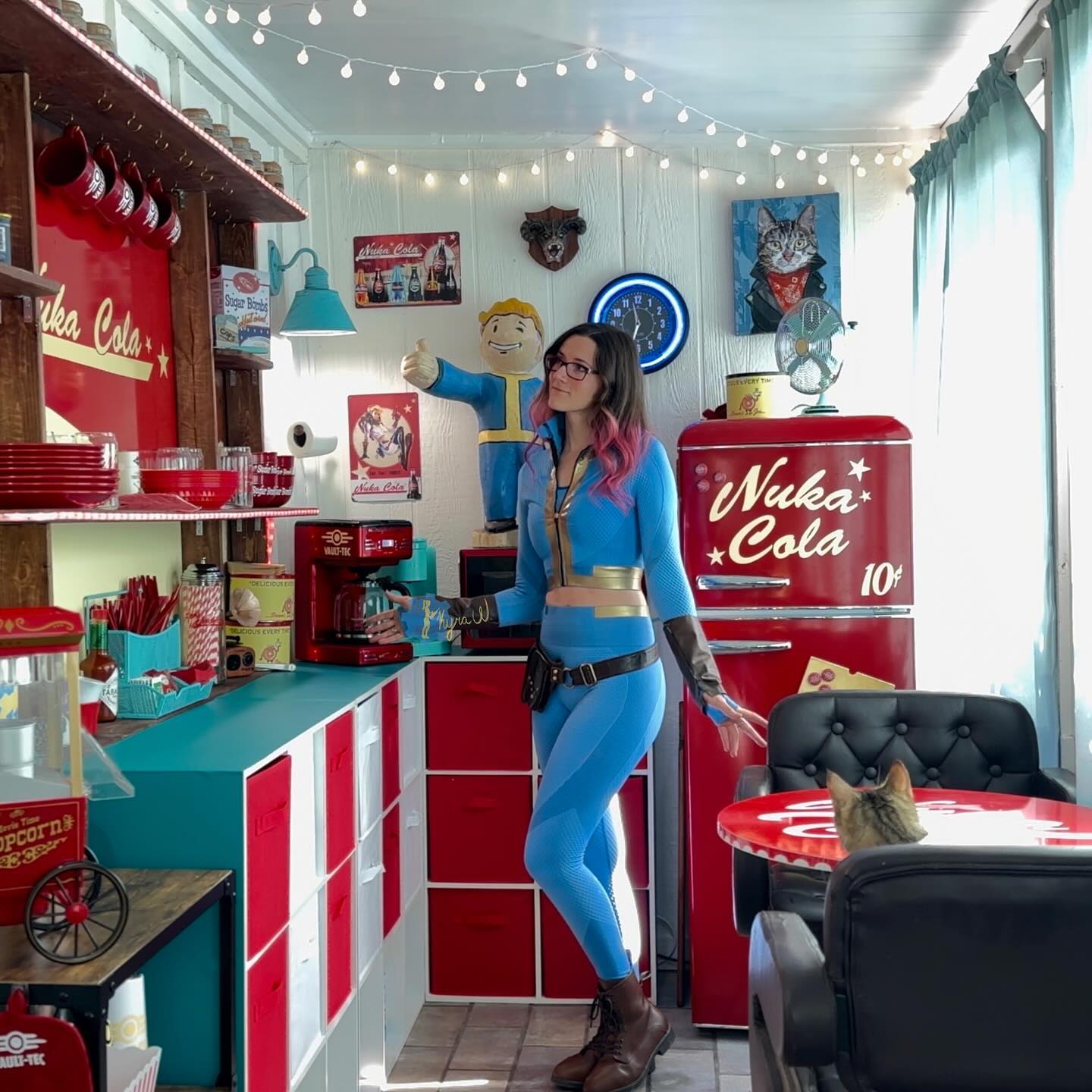Fallout Finished Mini Diner Pics. I’ve been asked a lot for pictures since posting yesterday! My videos can go a little fast 😅 Here ya go! ❤️😂 Who’s watching the first season with me tomorrow?! They moved the release up to 6pm P.T. Tomorrow night. I’m excited! 😂🥰💙💛💙
Side note, my diner video already has 3/4 of a million views on #imgur I know a ton of my FB friends follow me on there, so thank you for that!! #FalloutonPrime #fallout #retro