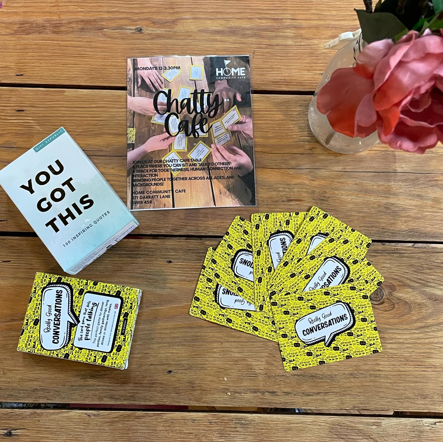 Chatty Cafe is a hosted conversation, here’s a couple examples of what we’ve been chatting about today!
We’d love for you to join us so come on down, Monday’s 12-3:30 (except for bank holidays)